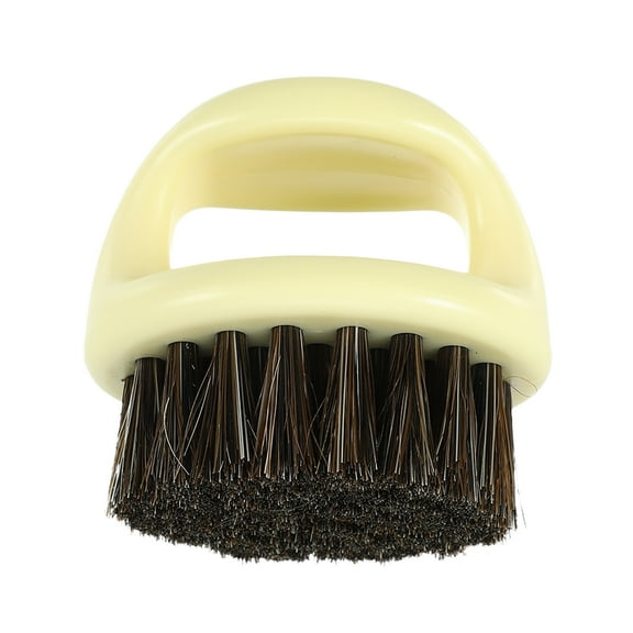 Unique Bargains Face Beard Bristles Brush Men's Pocket Beard Brush with Handle Beige