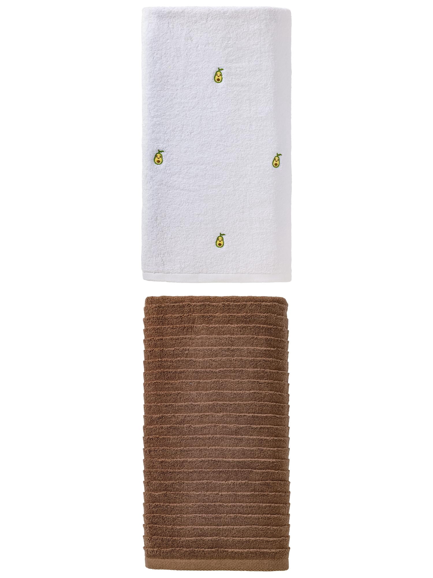 Unique Bargains Fade Resistant Bath Towel 2 Pack Avocado White/Dark Brown 55" x 28"