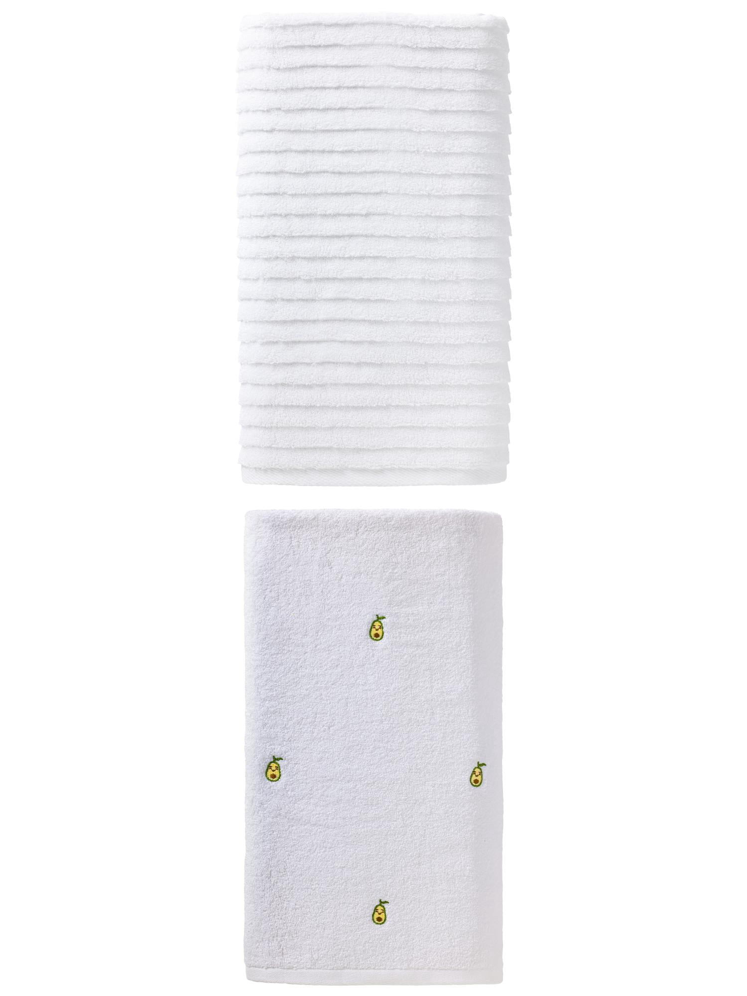 Unique Bargains Fade Resistant Bath Towel 2 Pack Avocado White/White 55" x 28"