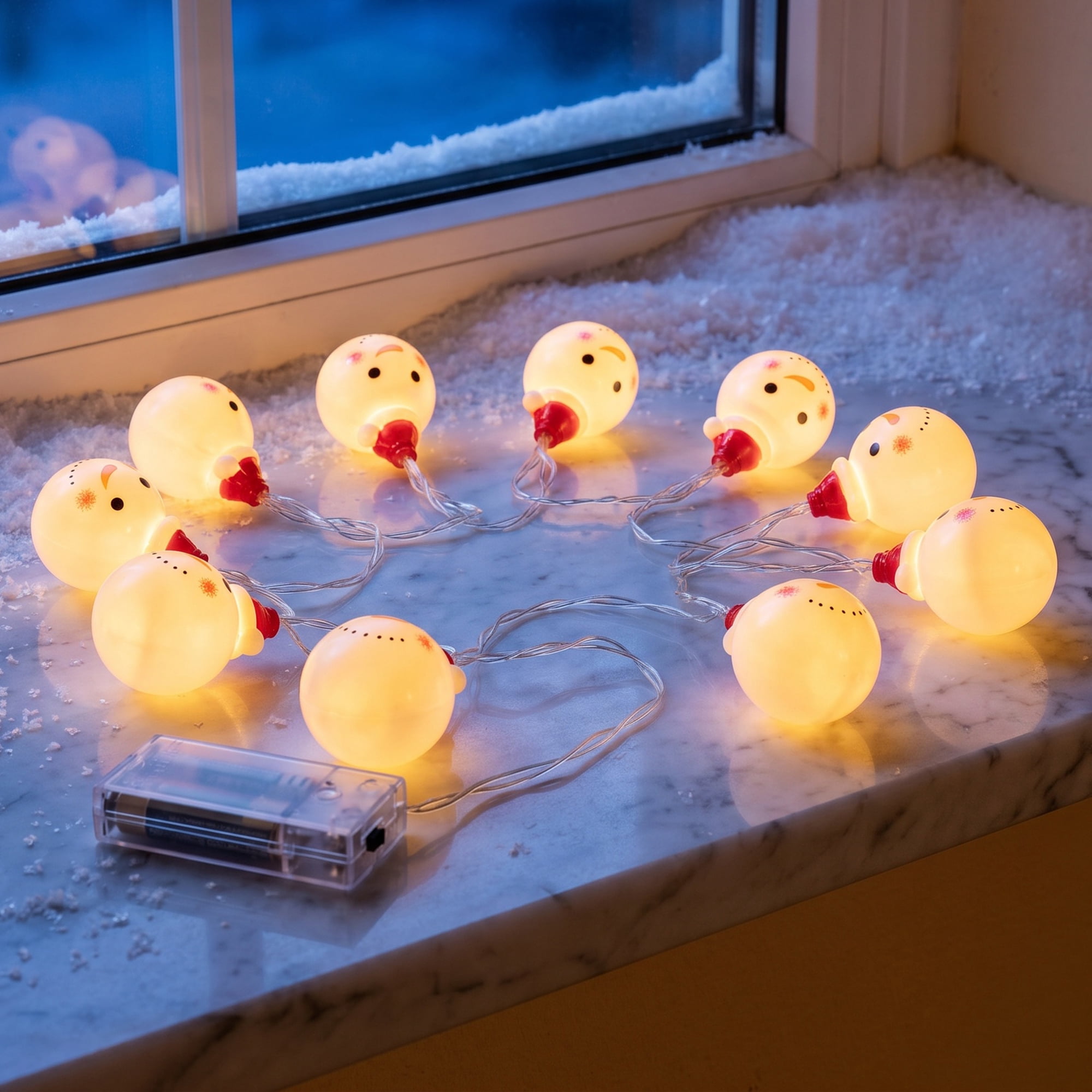 Unique Bargains Fairy Garlands Yuletide Noel Decor Lamps 4.9 ft Snowman Battery Operated