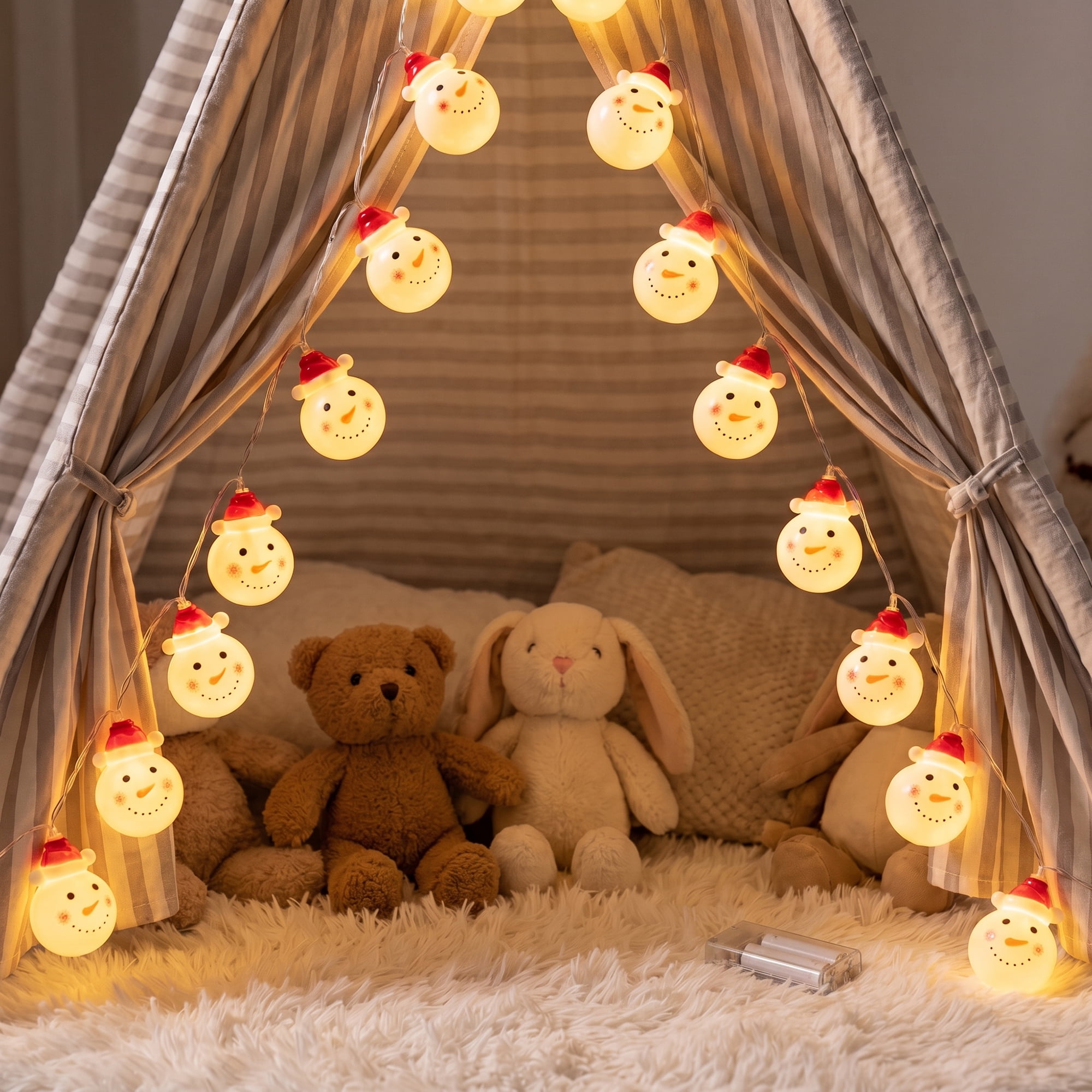 Unique Bargains Fairy Garlands Yuletide Noel Decor Lamps 9.8 ft Snowman Battery Operated