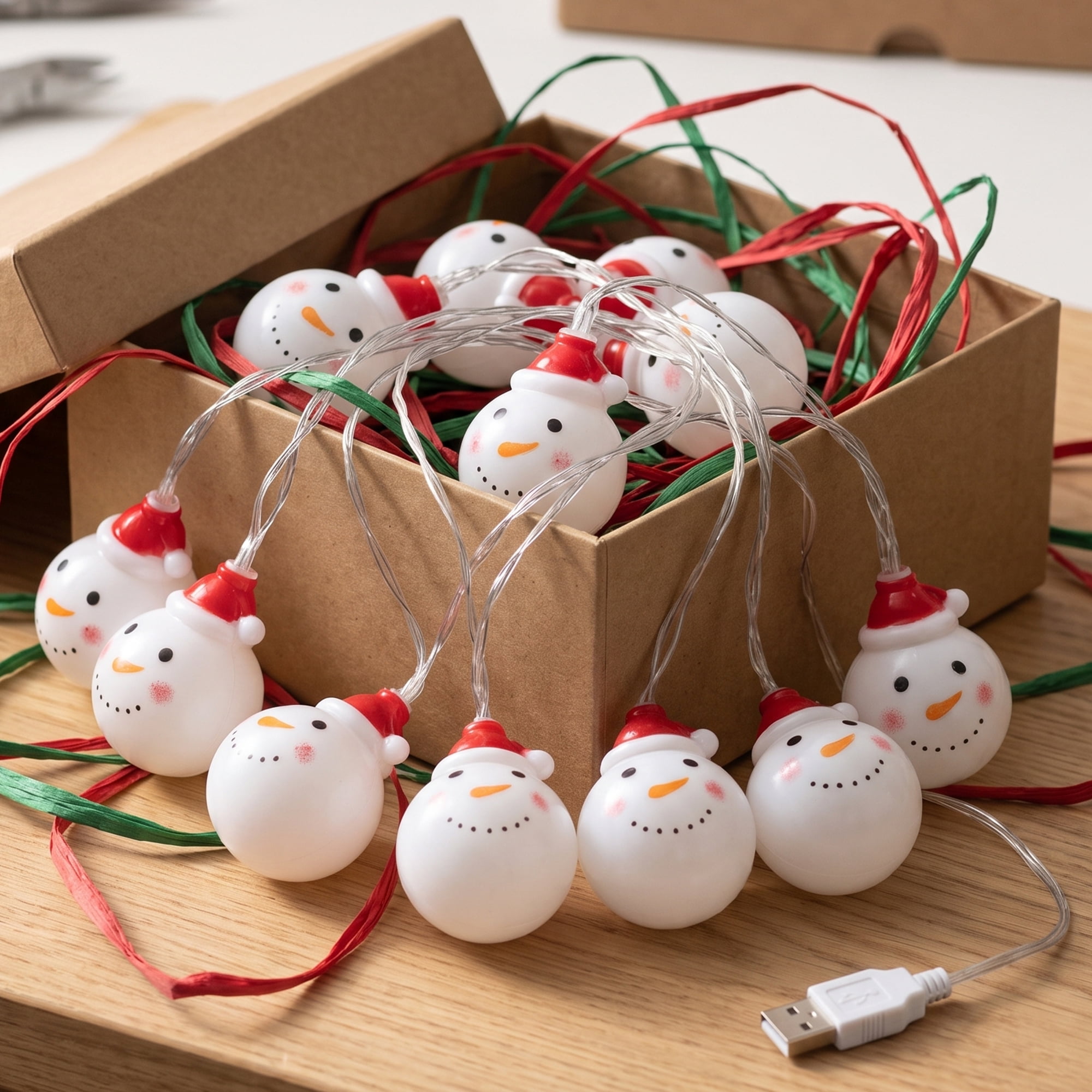Unique Bargains Fairy Garlands Yuletide Noel Decor Lamps 9.8 ft Snowman USB Powered