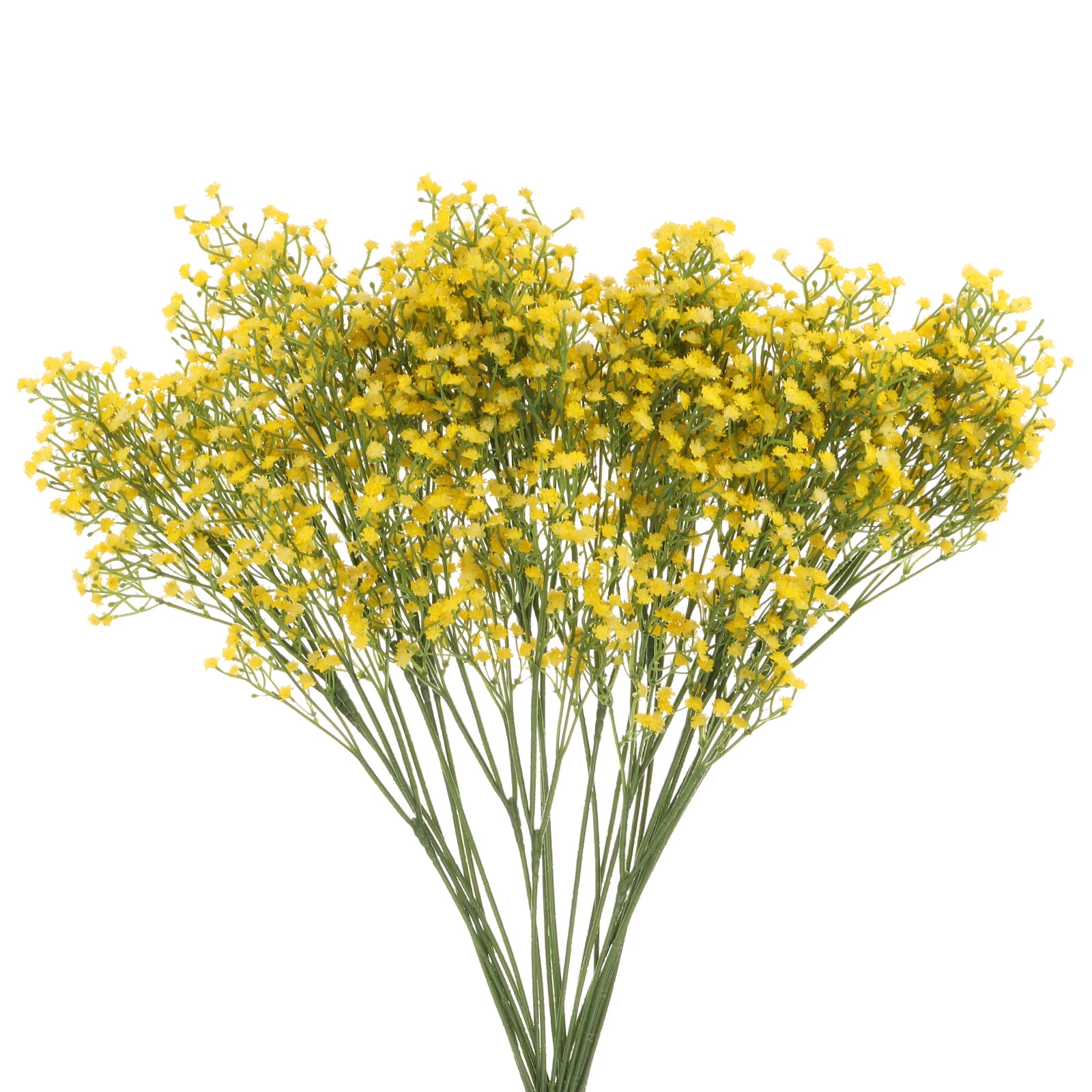 Unique Bargains Fake Gypsophila Flowers Bulk PU Branch for Wedding Floral 12Pcs Yellow