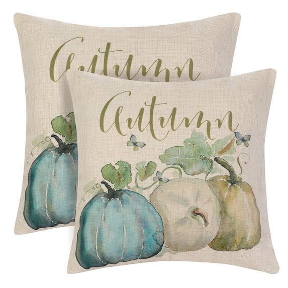 Unique Bargains Fall Pumpkin Outdoor Home Decorative Throw Pillow Covers (2 Count) Beige-3 18" x 18"