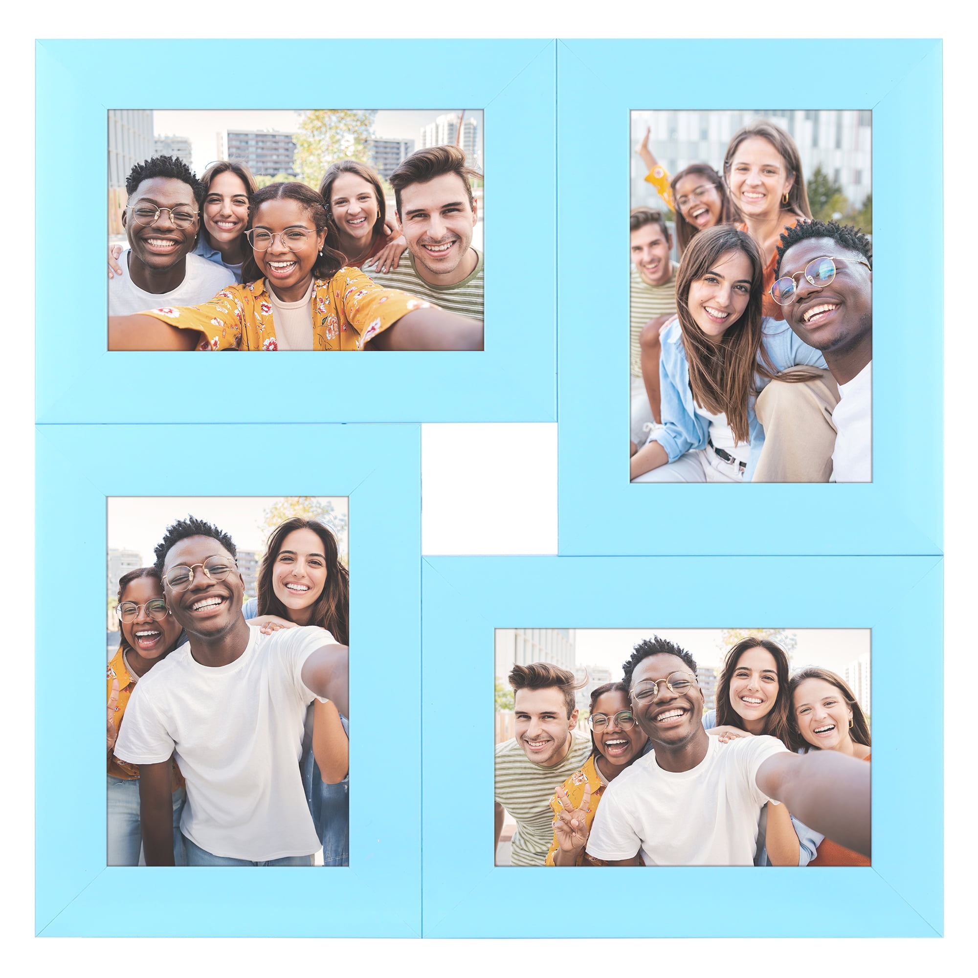 Unique Bargains Family Photo Frame Set of 4 Blue 12.6" x 12.6" x 1.2"