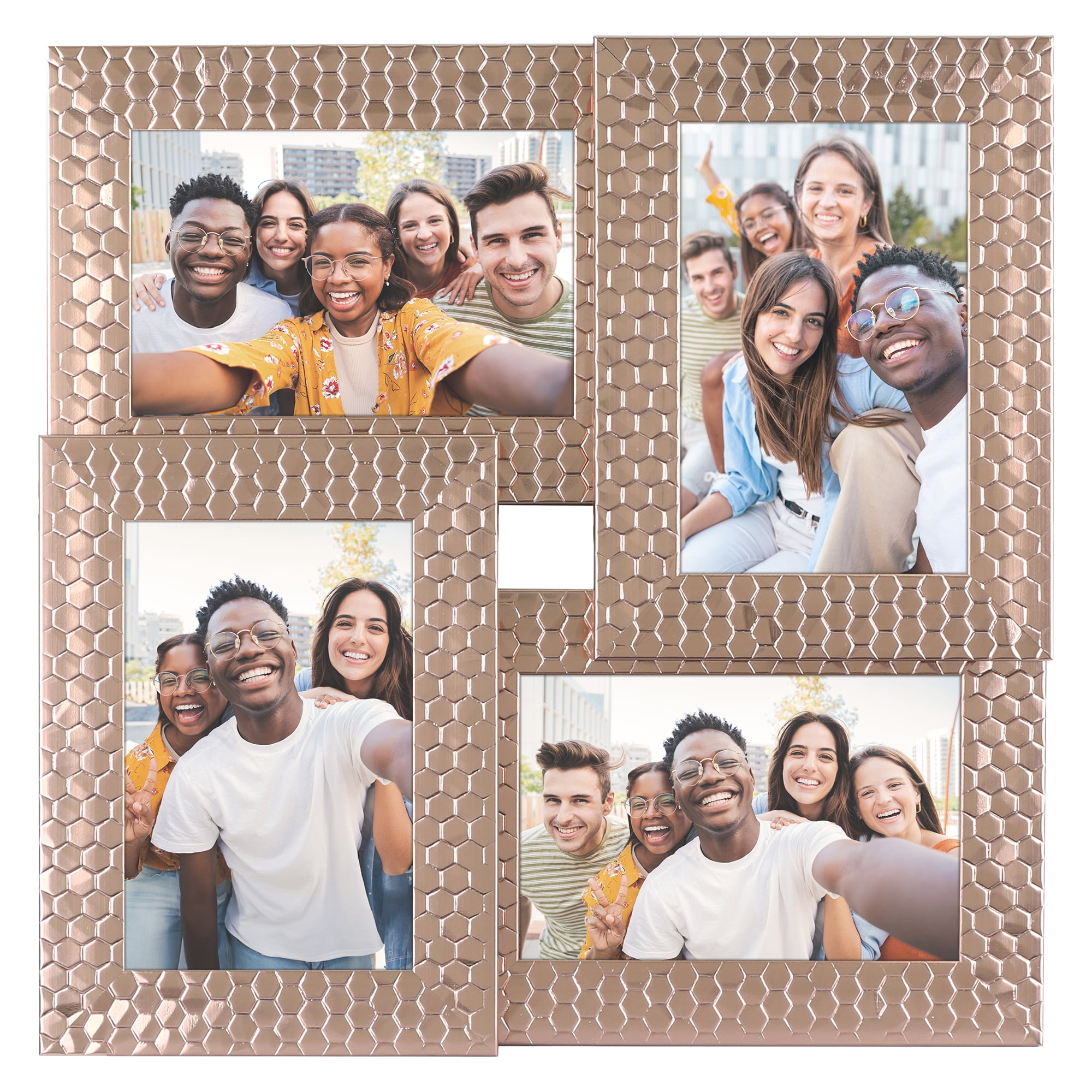 Unique Bargains Family Photo Frame Set of 4 Brown 12.6" x 12.6" x 1.2"