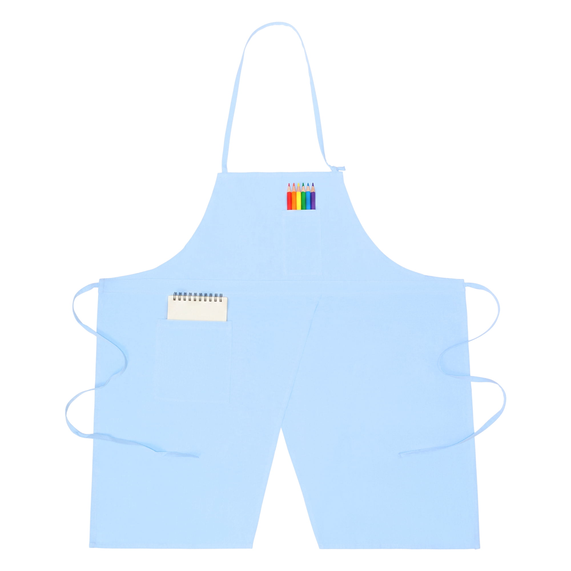 Unique Bargains Farmhouse Durable Cotton Apron with Pockets 32.4x31.9in Azure