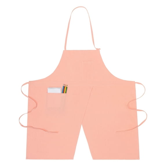 Unique Bargains Farmhouse Durable Cotton Apron with Pockets 32.4x31.9in Pink