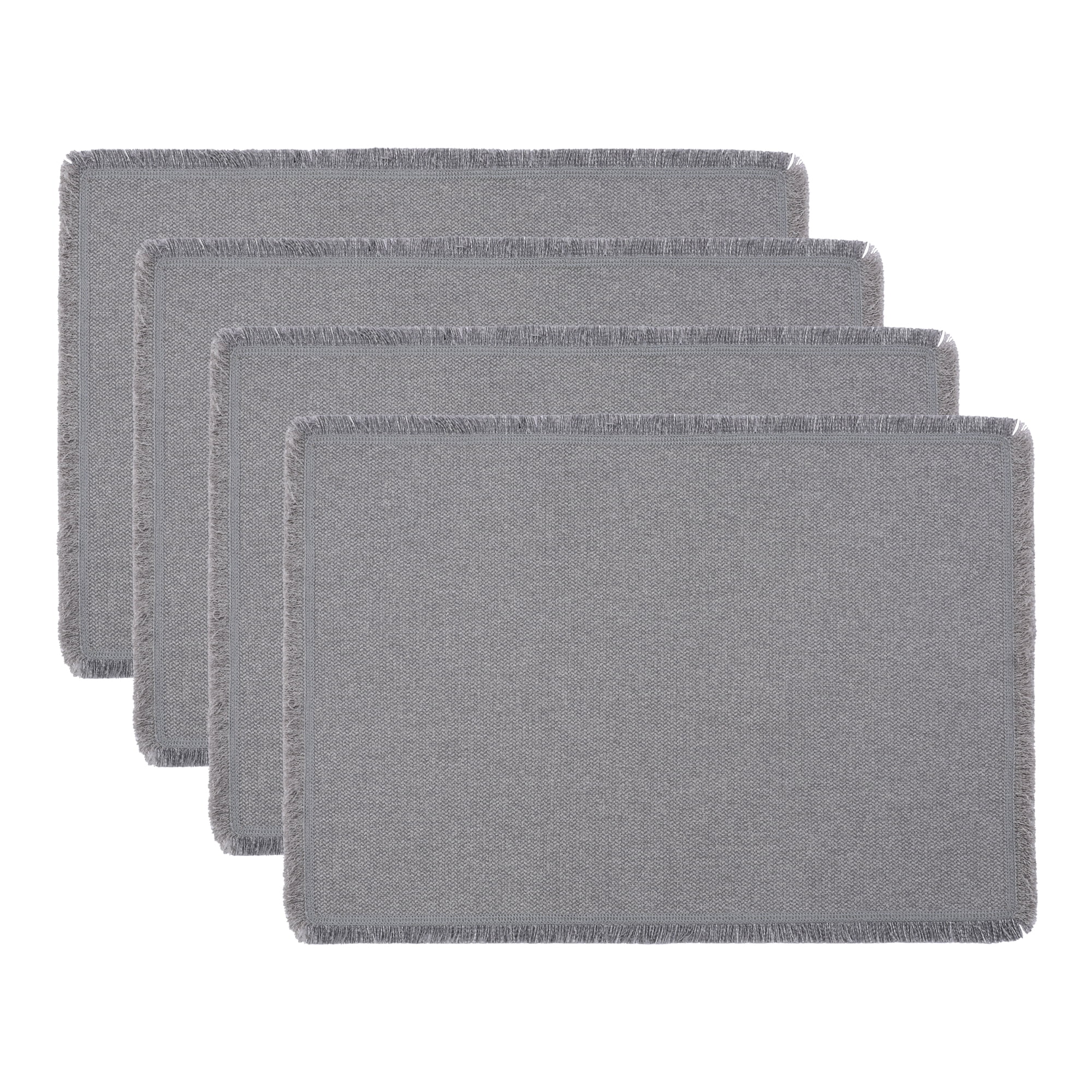 Unique Bargains Farmhouse Placemats 4pcs Cotton Linen Gray 17.7"x13"