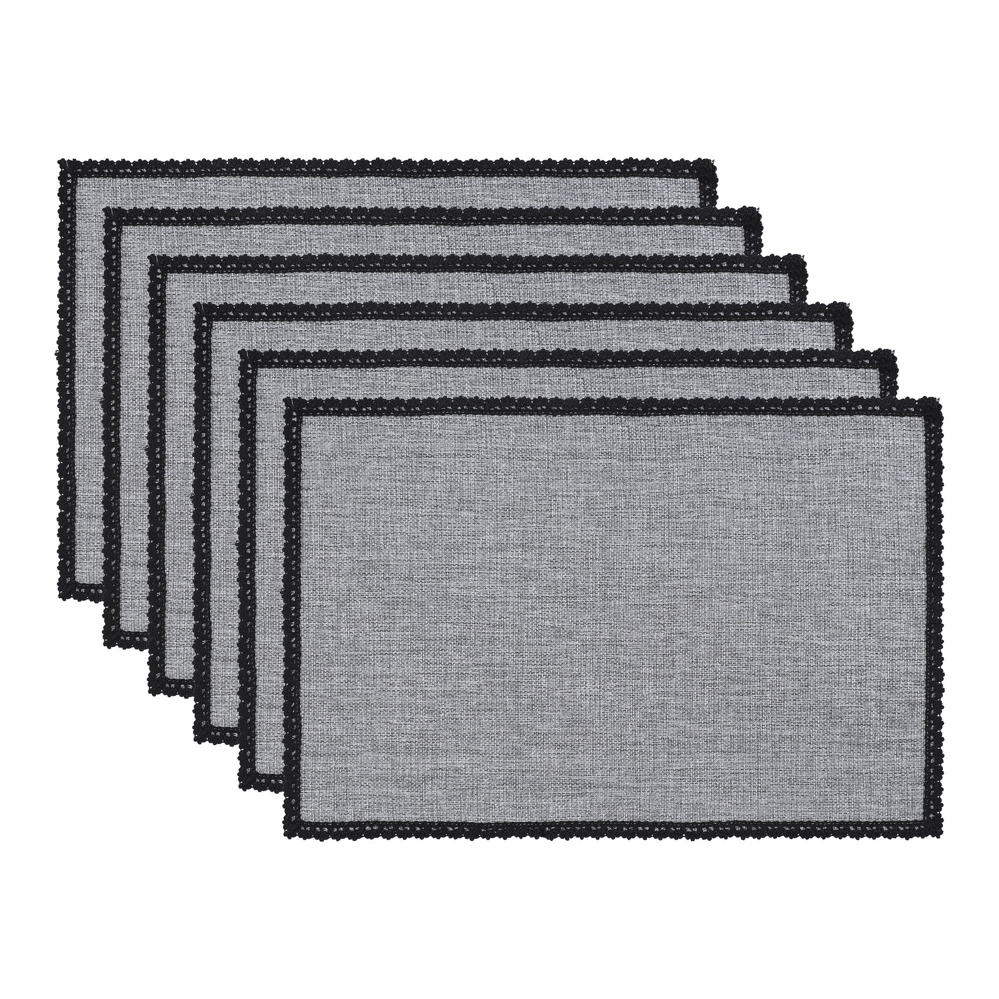 Unique Bargains Farmhouse Placemats 6pcs Cotton and Linen Gray 17.7"x11.8"