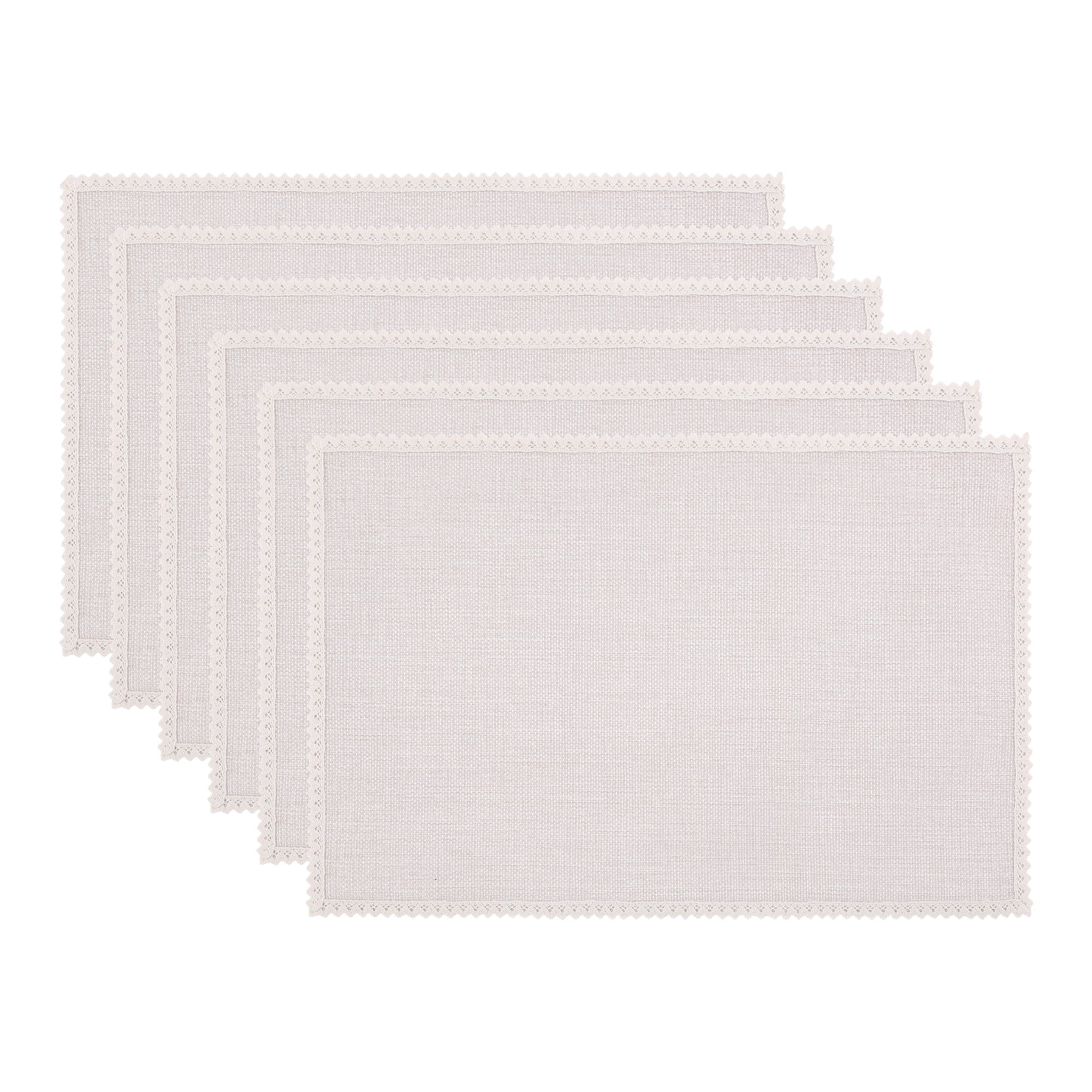 Unique Bargains Farmhouse Placemats 6pcs Cotton and Linen Light Gray 17.7"x11.8"