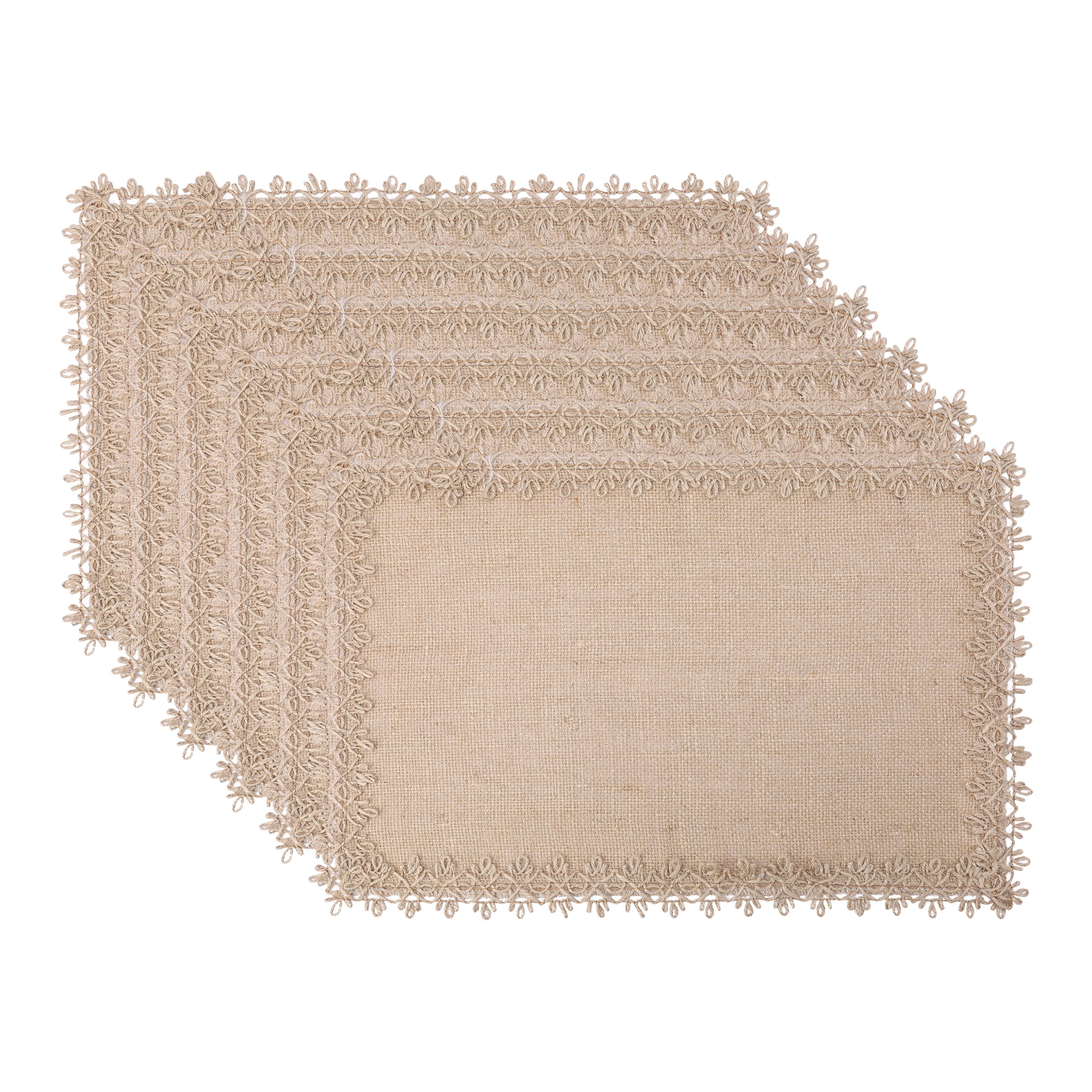 Unique Bargains Farmhouse Placemats 6pcs Jute Placemats Light Brown 17.7"x11.8"