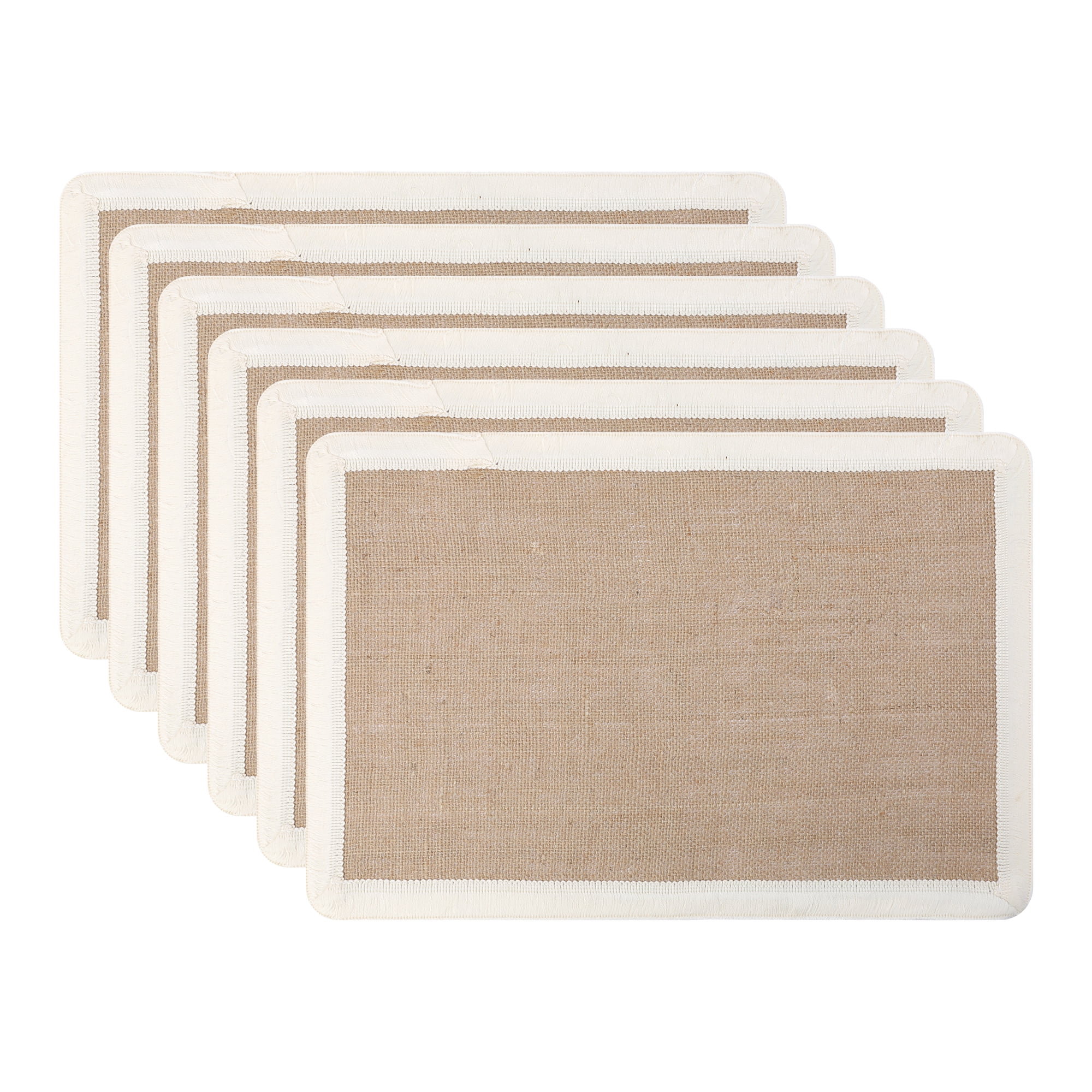 Unique Bargains Farmhouse Placemats 6pcs Jute Placemats White 17.7"x11.8"