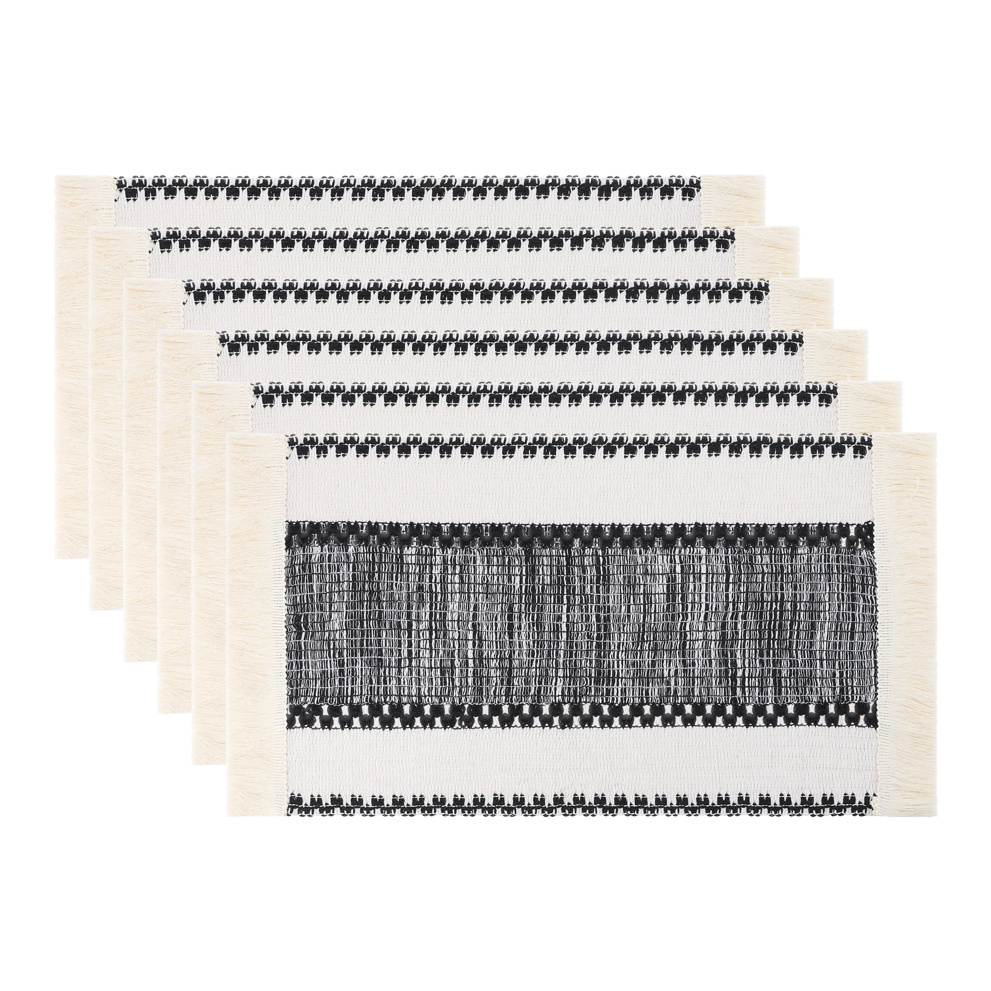 Unique Bargains Farmhouse Placemats 6pcs Placemats Black 19.7"x11.8"