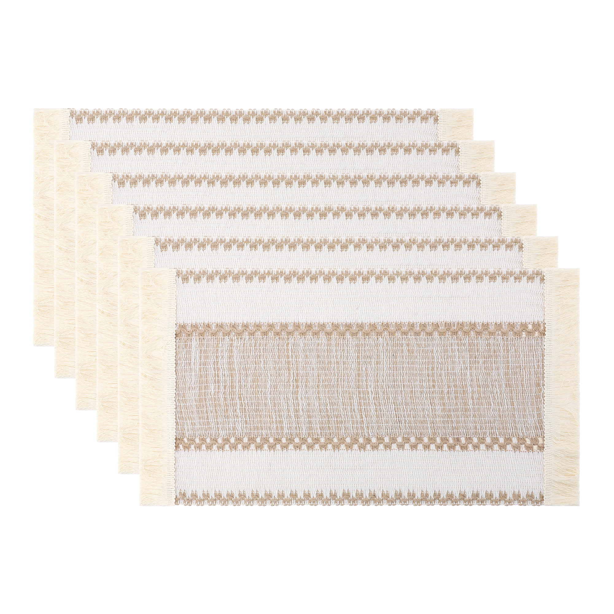 Unique Bargains Farmhouse Placemats 6pcs Placemats Brown 19.7"x11.8"