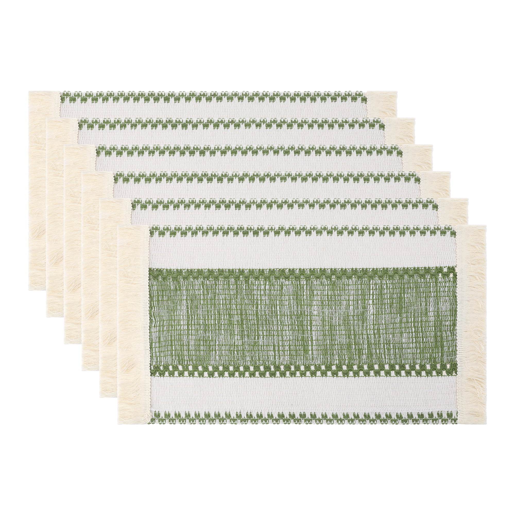 Unique Bargains Farmhouse Placemats 6pcs Placemats Green 19.7"x11.8"