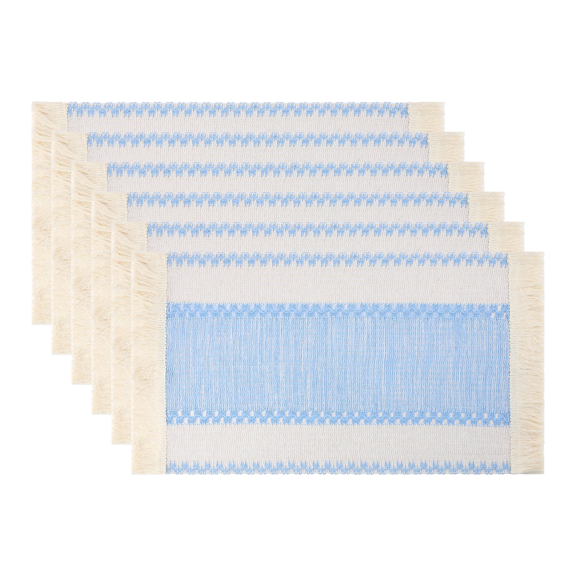 Unique Bargains Farmhouse Placemats 6pcs Placemats Light Blue 19.7"x11.8"