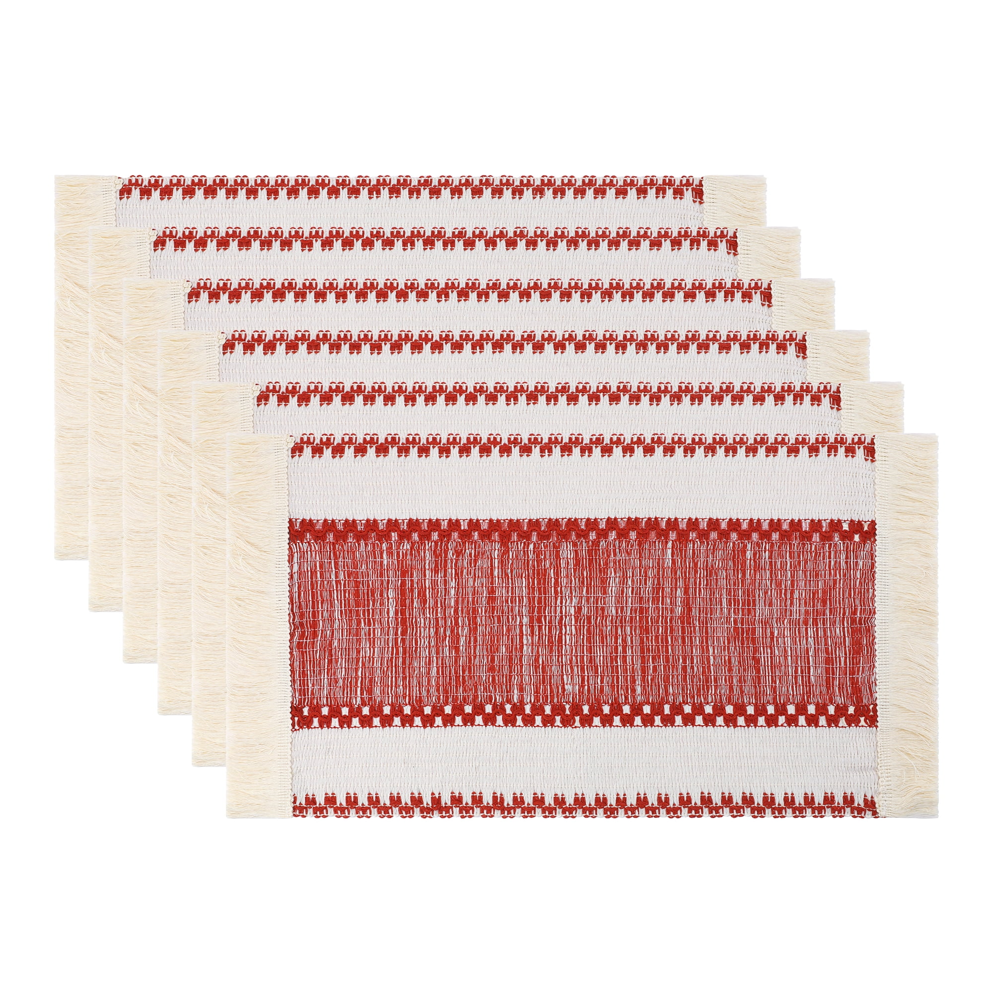 Unique Bargains Farmhouse Placemats 6pcs Placemats Red 19.7"x11.8"