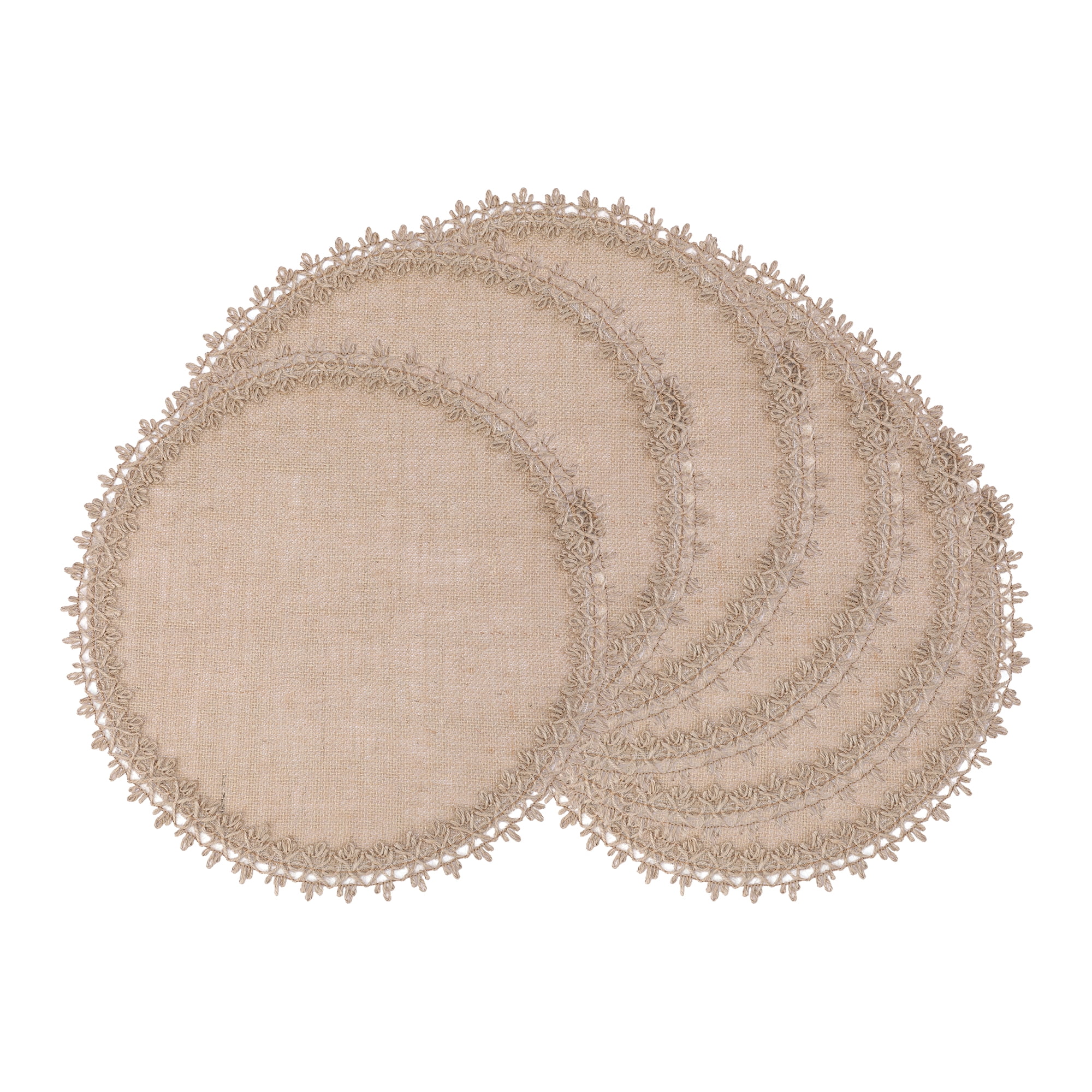 Unique Bargains Farmhouse Placemats 6pcs Round Placemats Light Brown 15"x15"