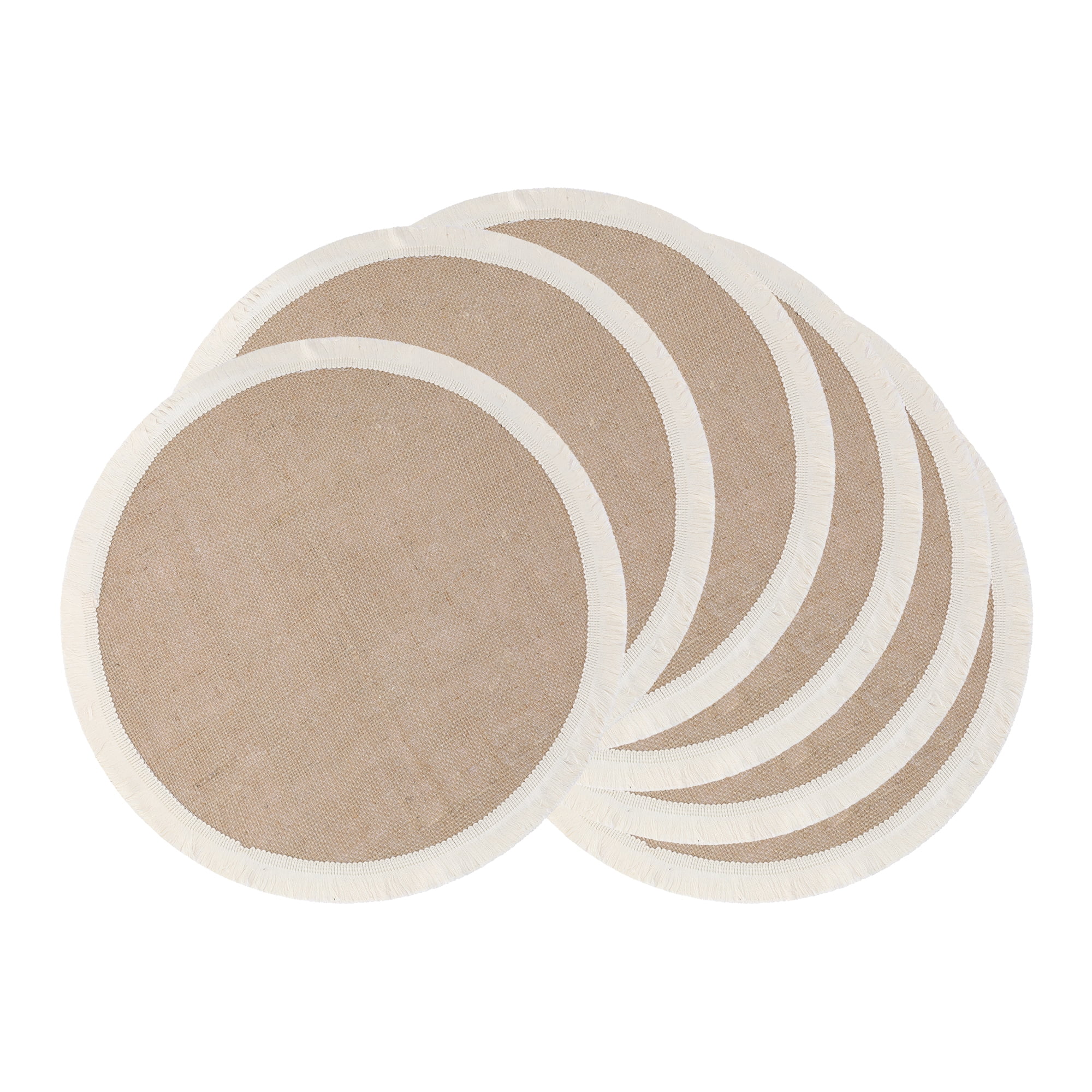 Unique Bargains Farmhouse Placemats 6pcs Round Placemats White 15"x15"