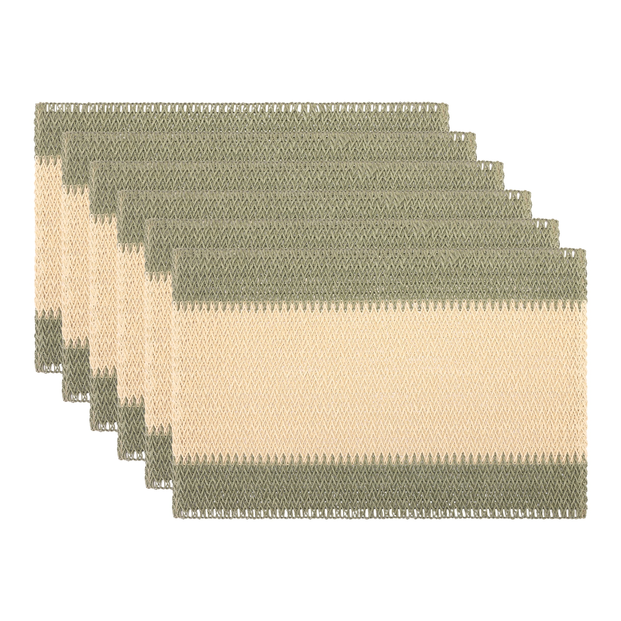 Unique Bargains Farmhouse Placemats 6pcs Woven Paper Cotton Green 17.7"x11.8"
