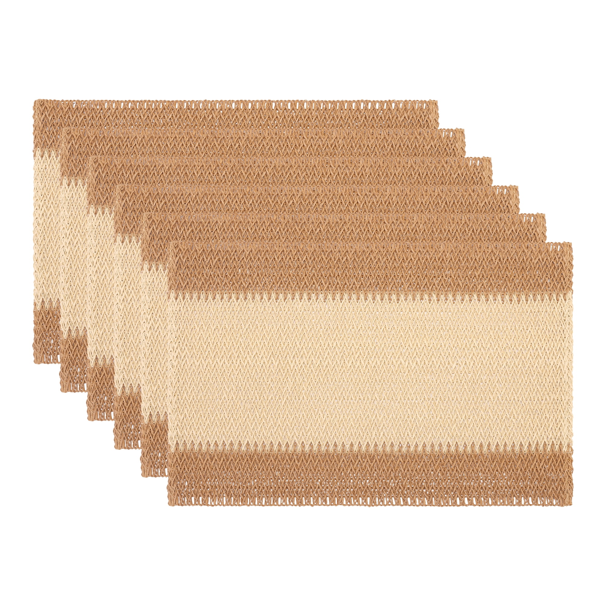 Unique Bargains Farmhouse Placemats 6pcs Woven Paper Cotton Khaki 17.7"x11.8"