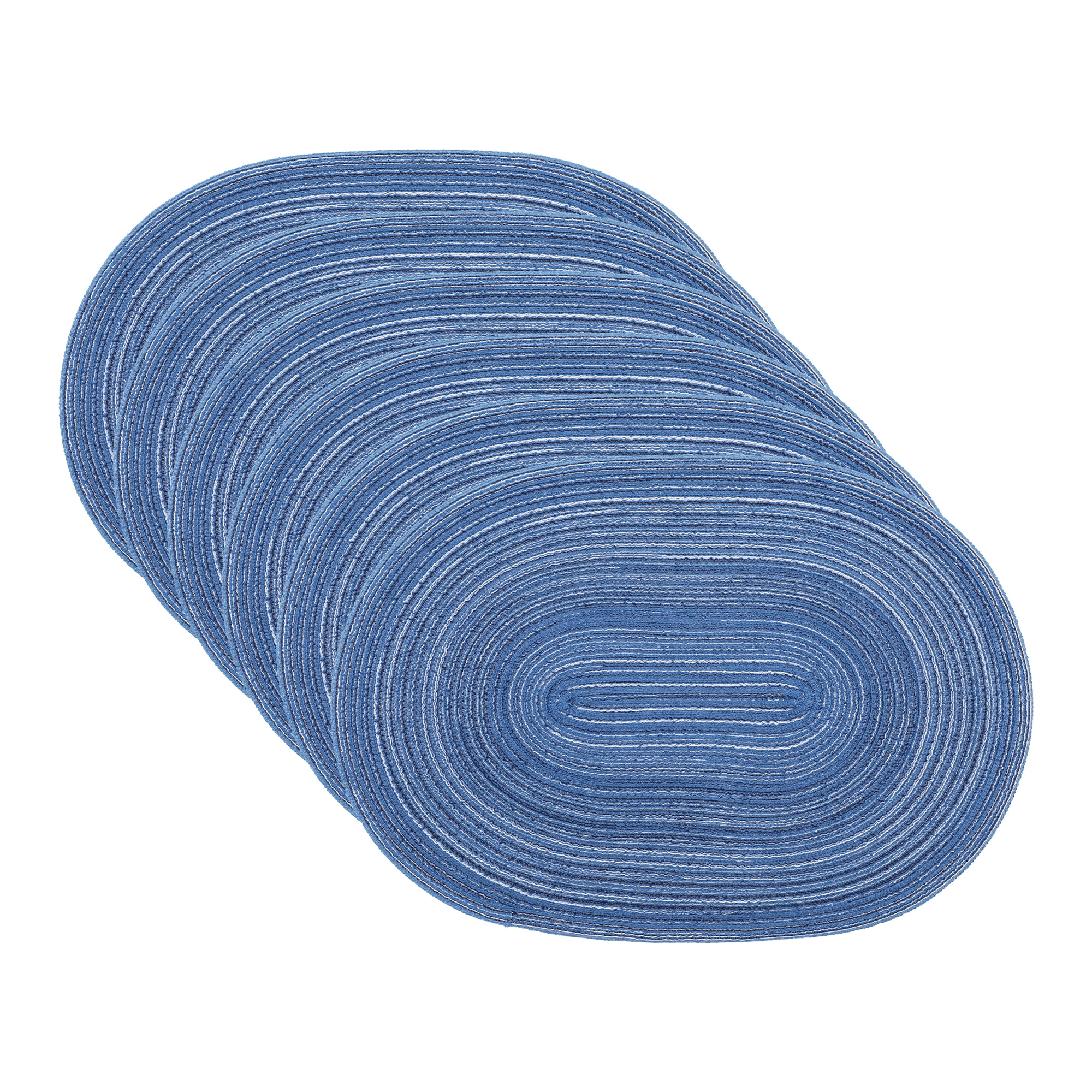 Unique Bargains Farmhouse Placemats Oval Placemats for Dining Table 6pk Blue 19.7x14Inch