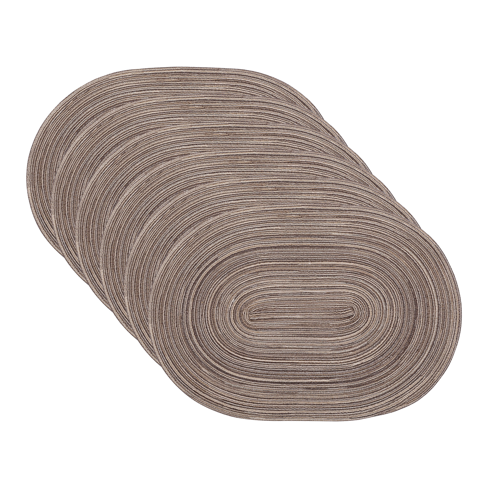 Unique Bargains Farmhouse Placemats Oval Placemats for Dining Table 6pk Brown 19.7x14Inch