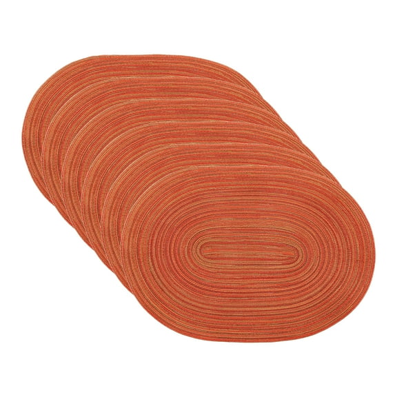 Unique Bargains Farmhouse Placemats Oval Placemats for Dining Table 6pk Orange 19.7x14Inch