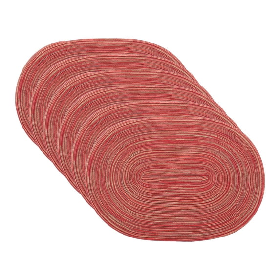 Unique Bargains Farmhouse Placemats Oval Placemats for Dining Table 6pk Red 19.7x14Inch