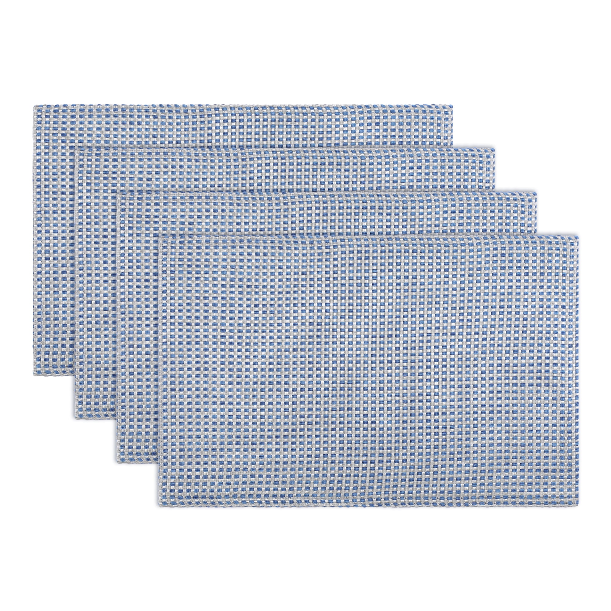 Unique Bargains Farmhouse Placemats Set of 4 Cotton and Linen Blue Gray 18.1x11.8inch