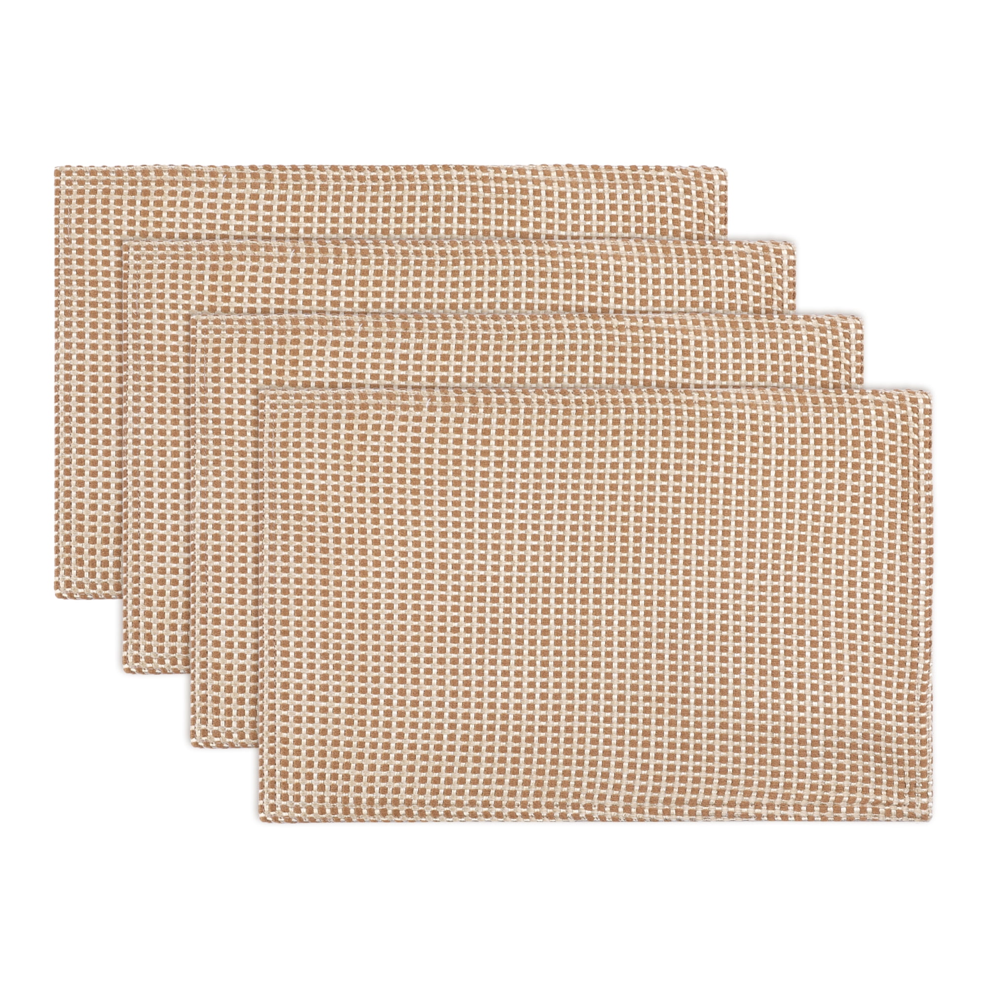 Unique Bargains Farmhouse Placemats Set of 4 Cotton and Linen Khaki 18.1x11.8inch