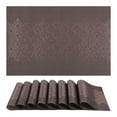 thumbnail image 1 of Unique Bargains Farmhouse Placemats Set of 6 Plastic Washable Kitchen Table Mat Brown, 1 of 6