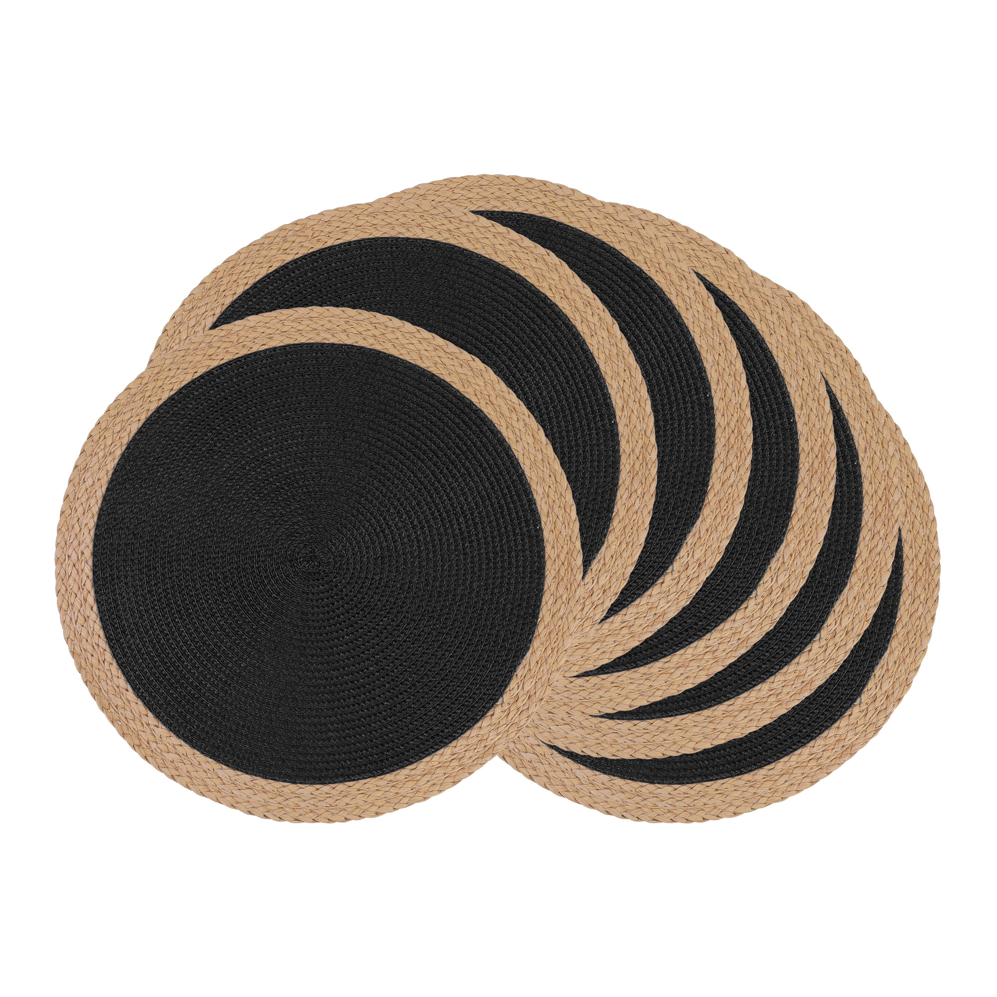 Unique Bargains Farmhouse Placemats Set of 6 Washable Kitchen Table Mat Black