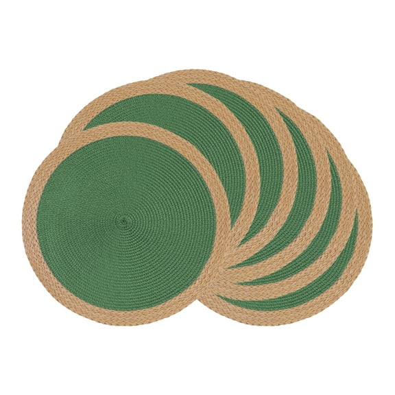 Unique Bargains Farmhouse Placemats Set of 6 Washable Kitchen Table Mat Green