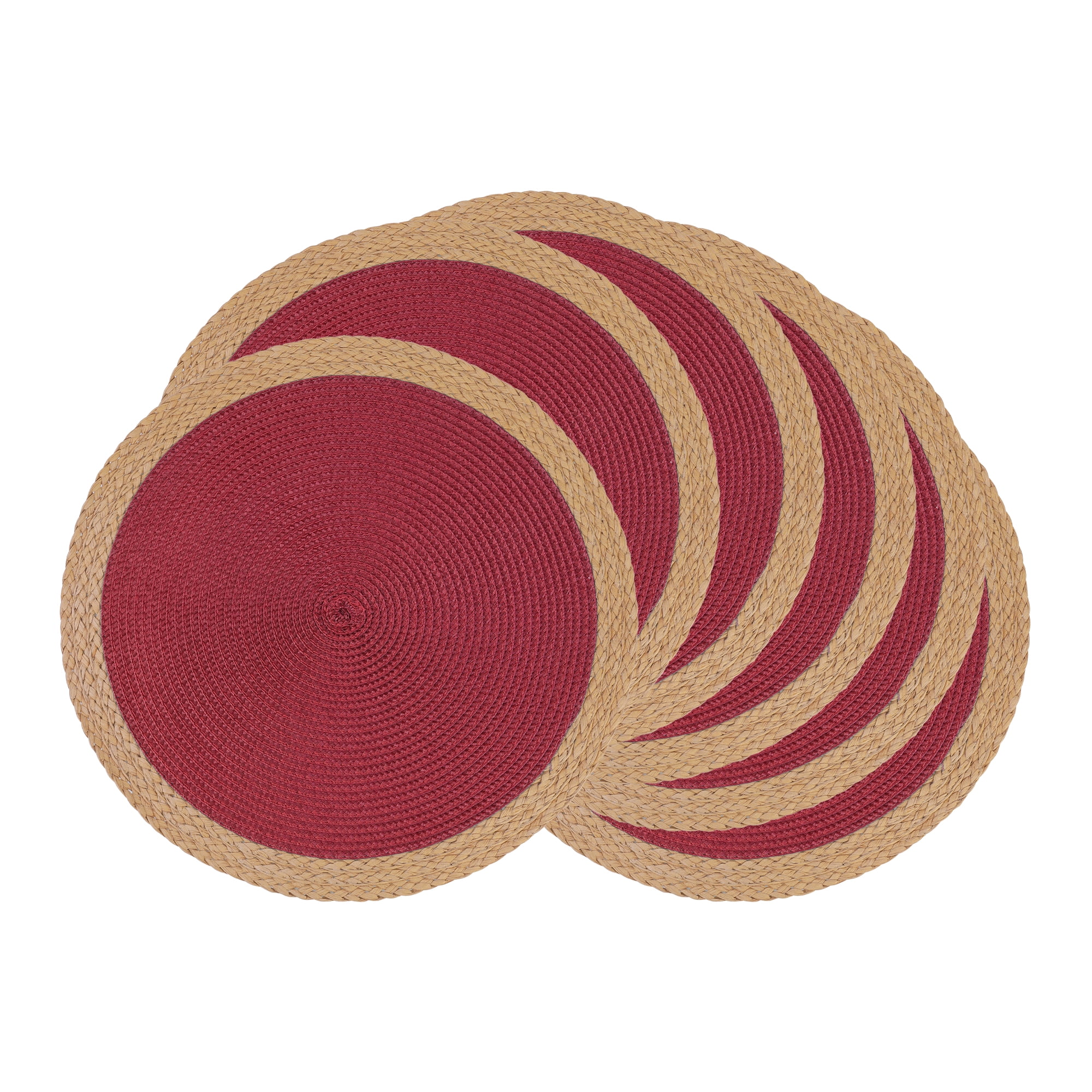 Unique Bargains Farmhouse Placemats Set of 6 Washable Kitchen Table Mat Wine Red