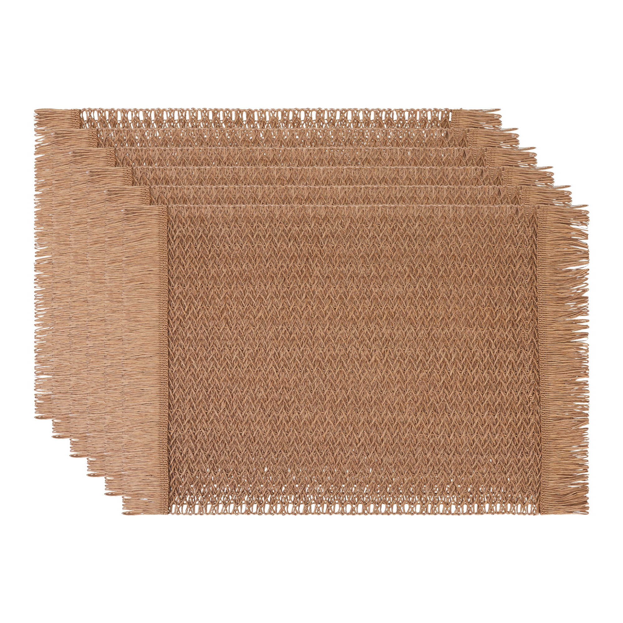 Unique Bargains Farmhouse Placemats Set of 6 Woven Table Mats for Indoor Dining Coffee