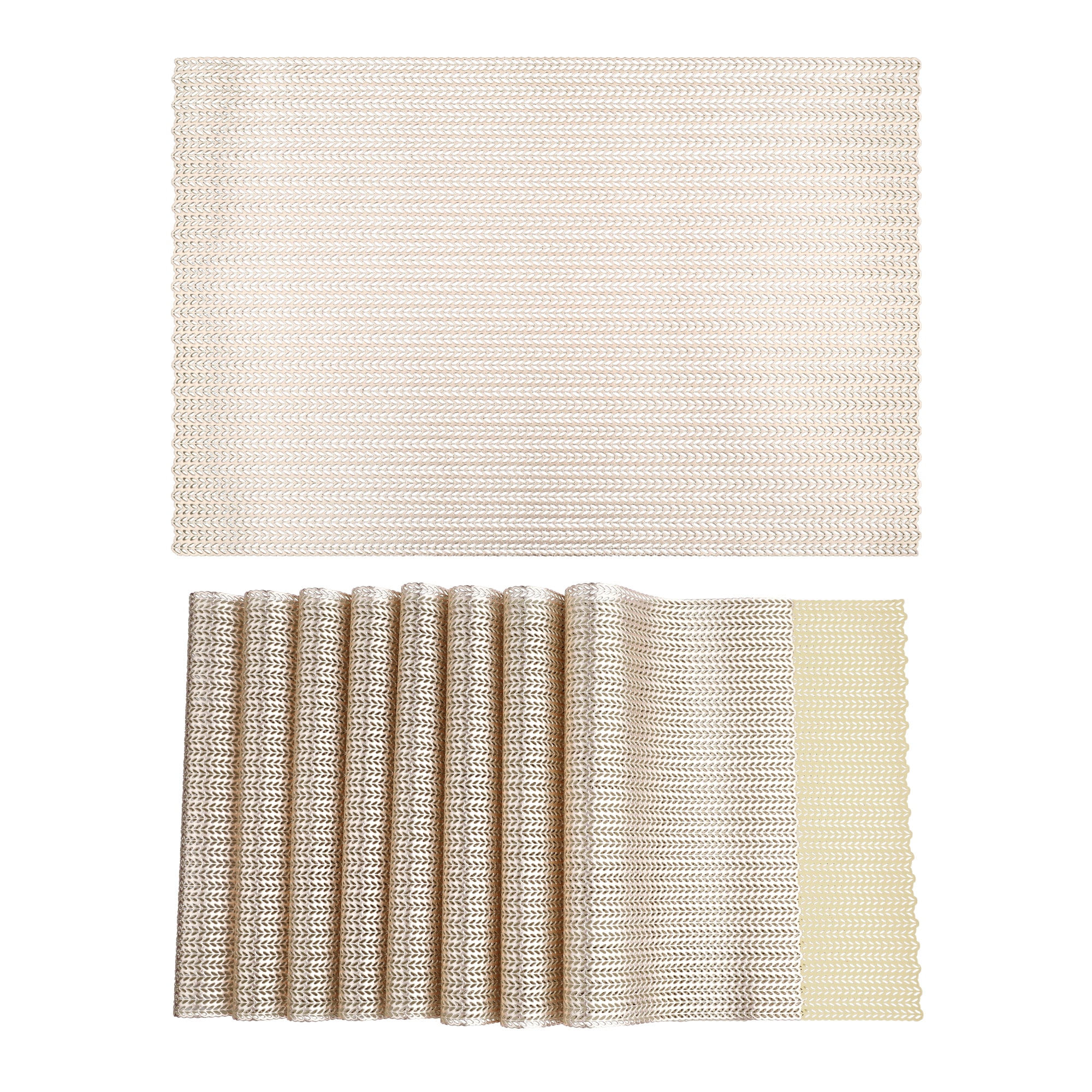 Unique Bargains Farmhouse Placemats Set of 8 for Dining Table Decor Gold 18x12in