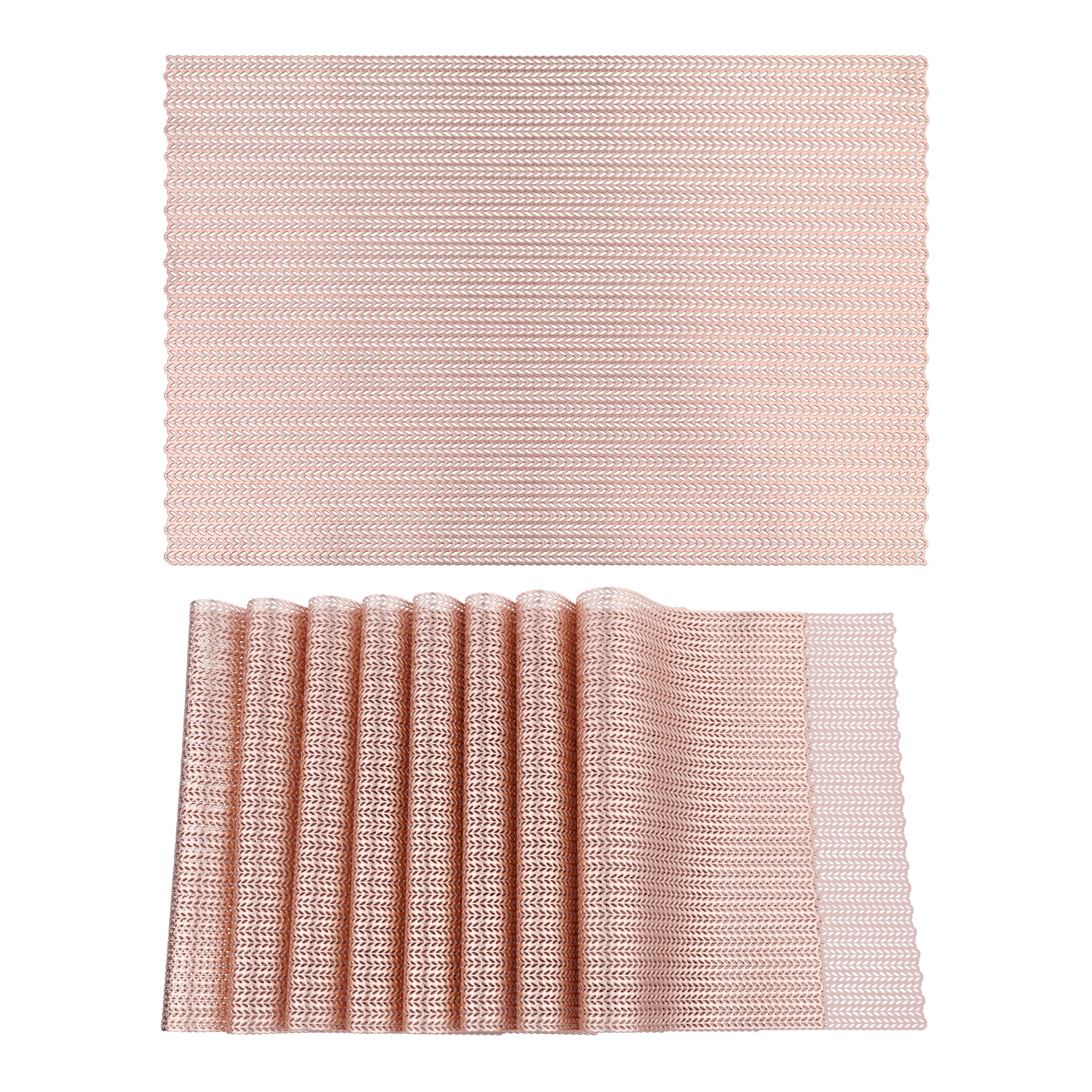 Unique Bargains Farmhouse Placemats Set of 8 for Dining Table Decor Rose Gold 18x12in