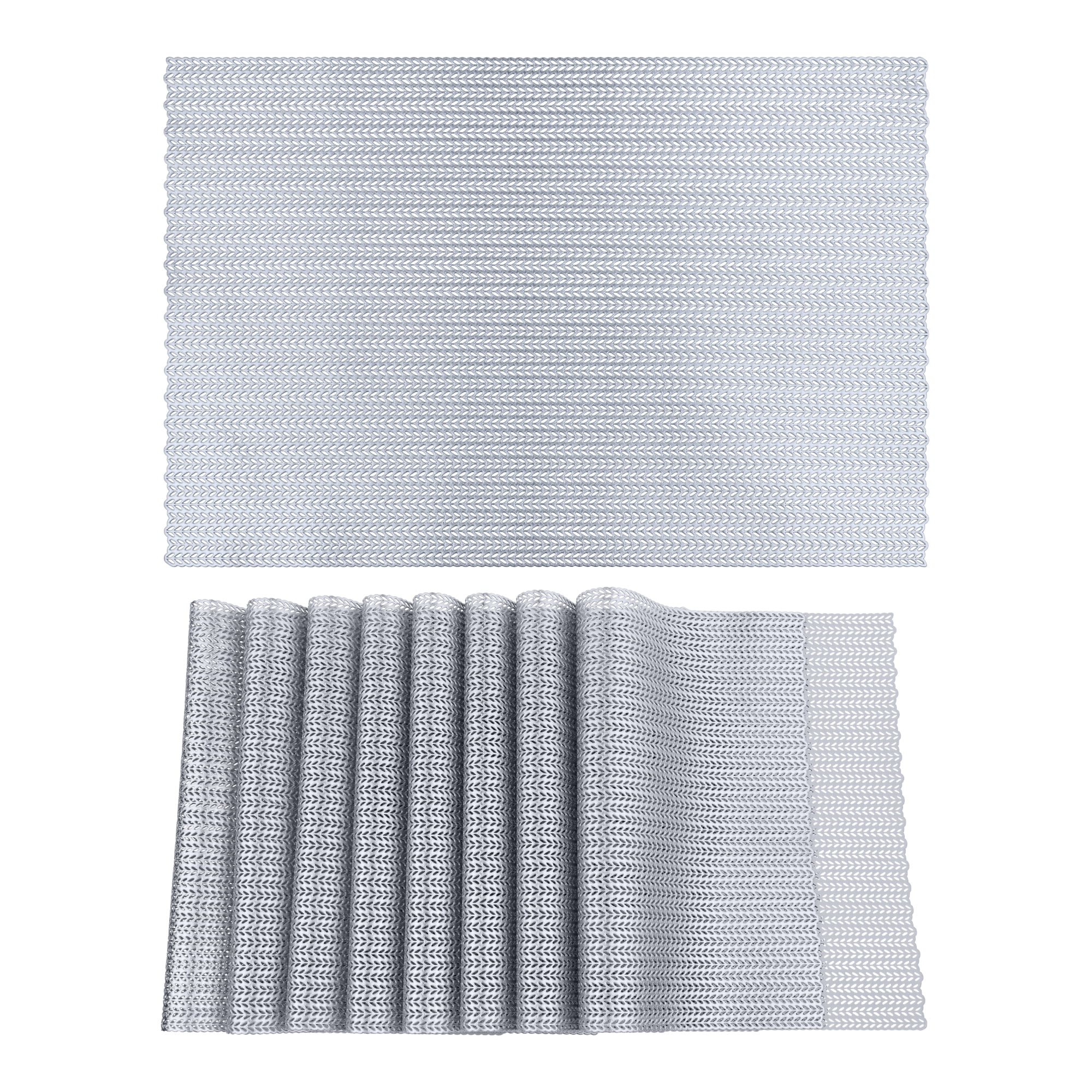 Unique Bargains Farmhouse Placemats Set of 8 for Dining Table Decor Silver 18x12in