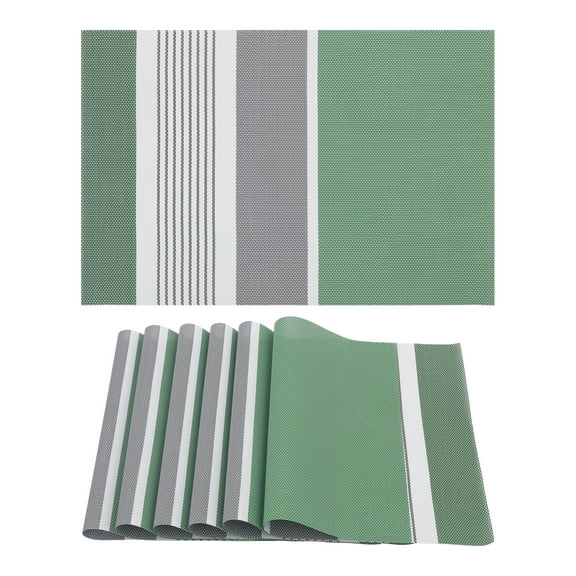 Unique Bargains Farmhouse Placemats for Dining Table Decor Washable Table Mat 6 Pcs Green