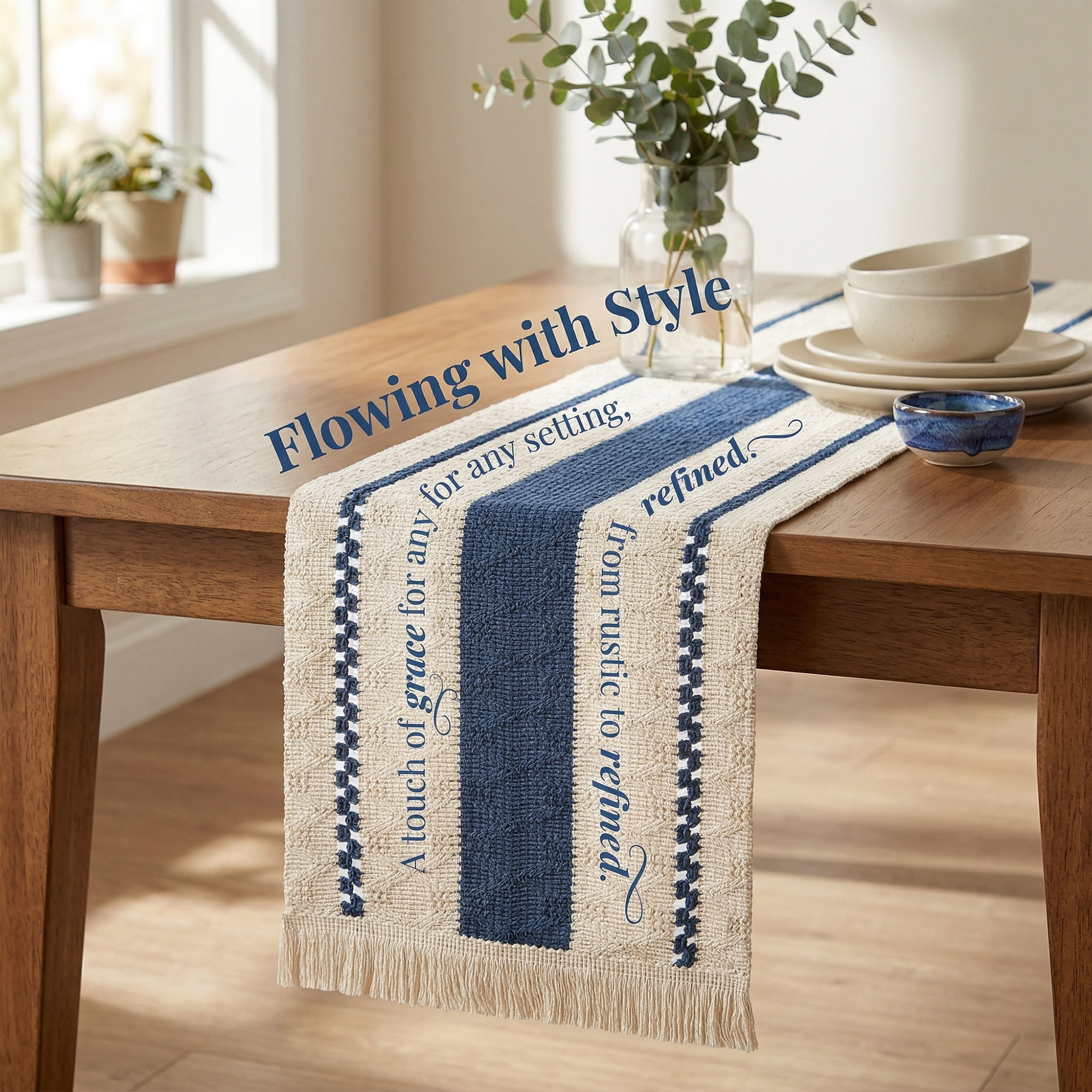 Unique Bargains Farmhouse Polyester Table Runner for Birthday Decoration Blue 11.8"x78.7"