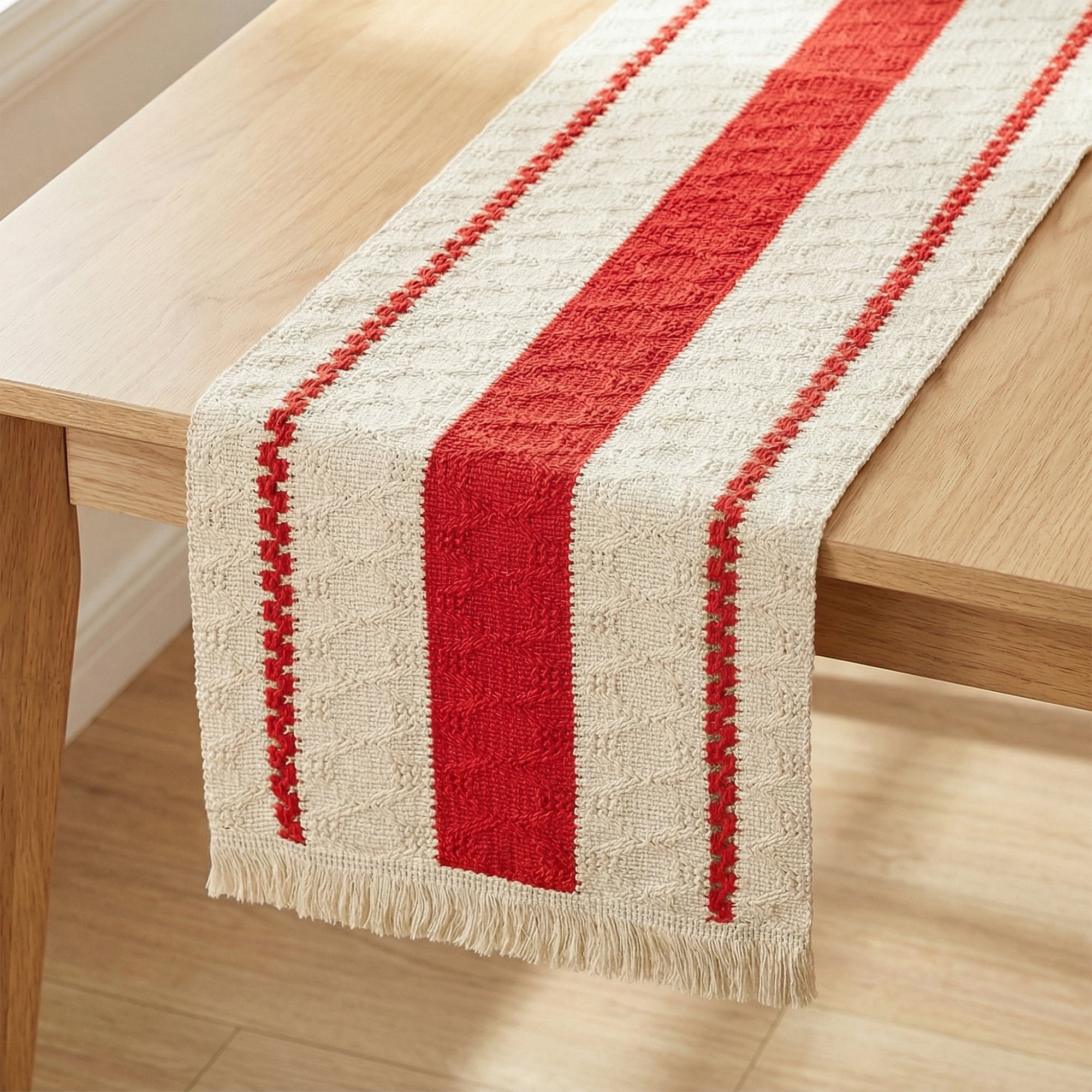 Unique Bargains Farmhouse Polyester Table Runner for Birthday Decoration Red 11.8"x63"