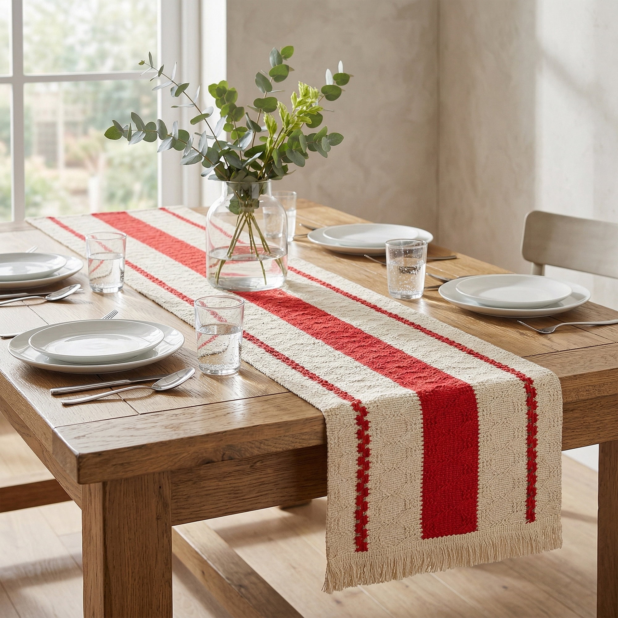 Unique Bargains Farmhouse Polyester Table Runner for Birthday Decoration Red 11.8"x70.9"