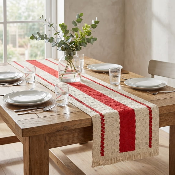 Unique Bargains Farmhouse Polyester Table Runner for Birthday Decoration Red 11.8"x70.9"
