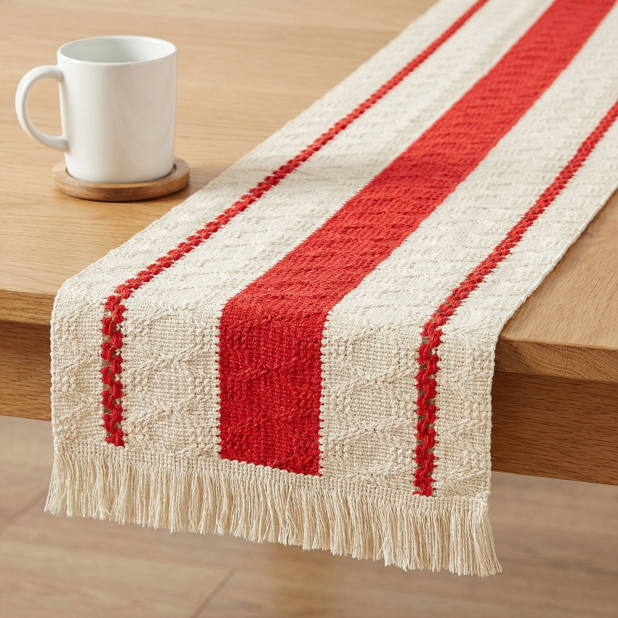 Unique Bargains Farmhouse Polyester Table Runner for Birthday Decoration Red 11.8"x78.7"