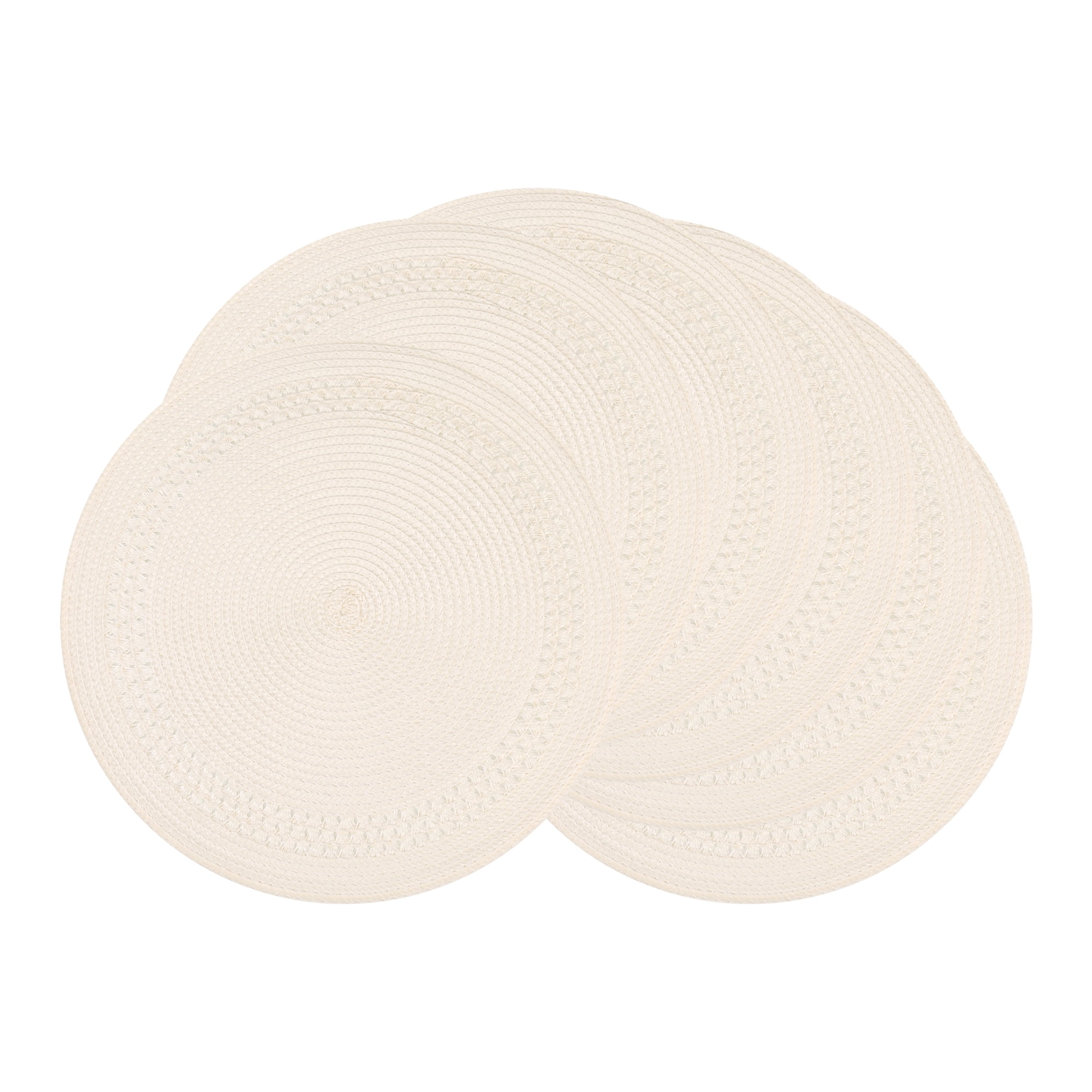 Unique Bargains Farmhouse Round Placemats Set of 6 Woven Placemats Beige