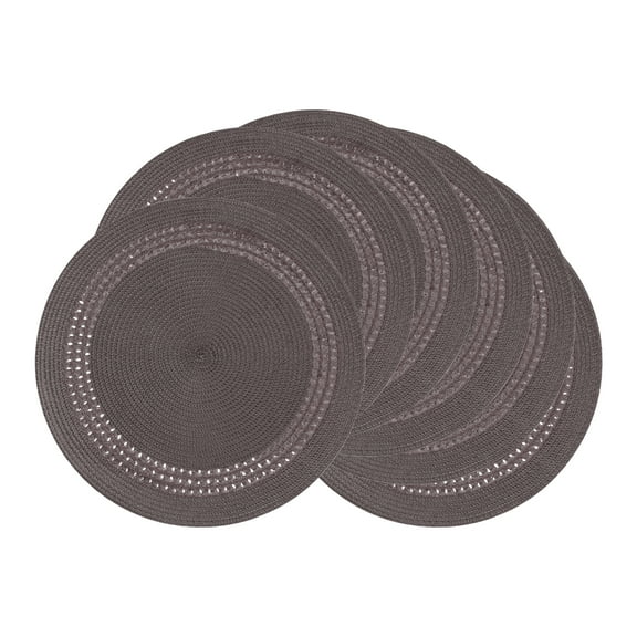 Unique Bargains Farmhouse Round Placemats Set of 6 Woven Placemats Caramel