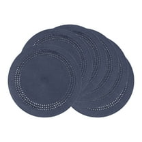Unique Bargains Farmhouse Round Placemats Set of 6 Woven Placemats Navy Blue