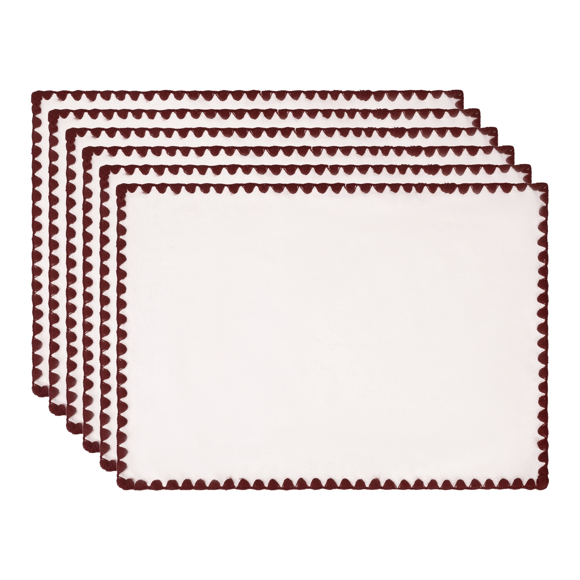 Unique Bargains Farmhouse Set of 4 Linen Placemats for Dining Table Decor Brown